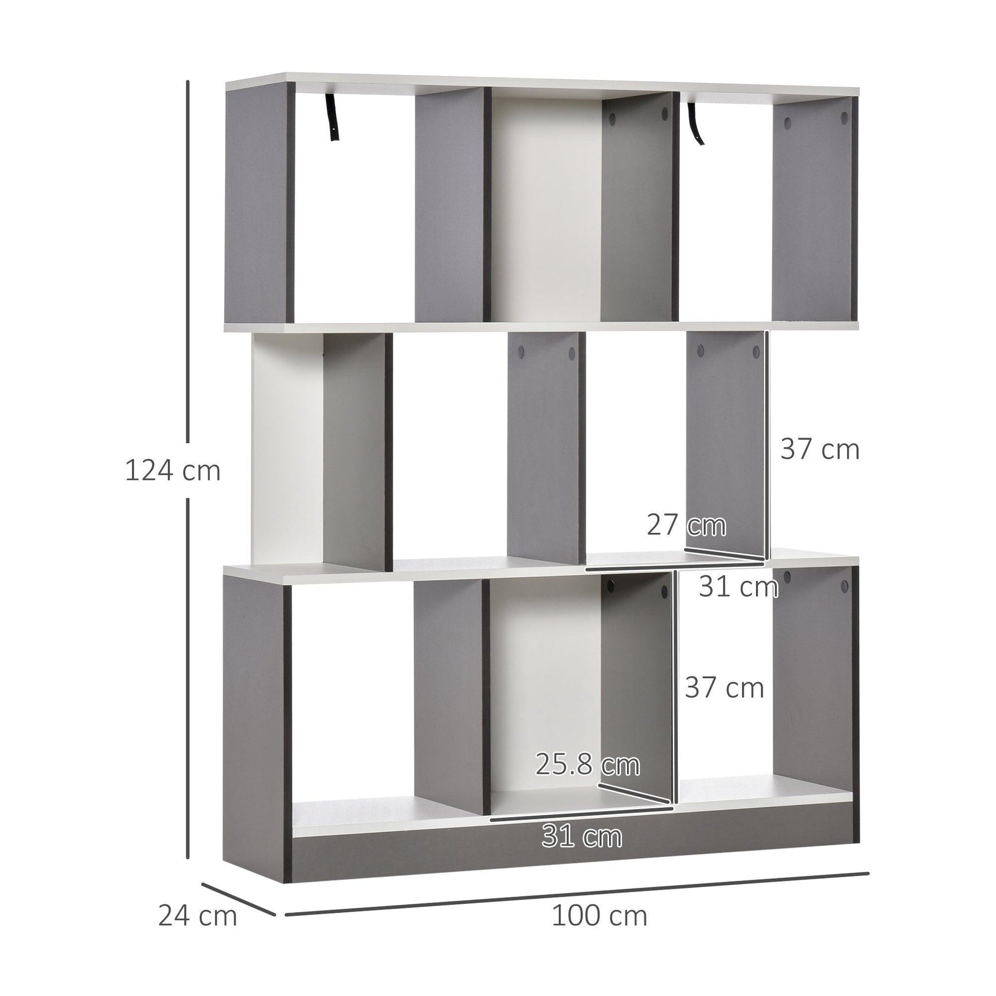 HOMCOM 3-Tier Bookshelf: Contemporary, Safe, Stylish. - ALL4U RETAILER LTD