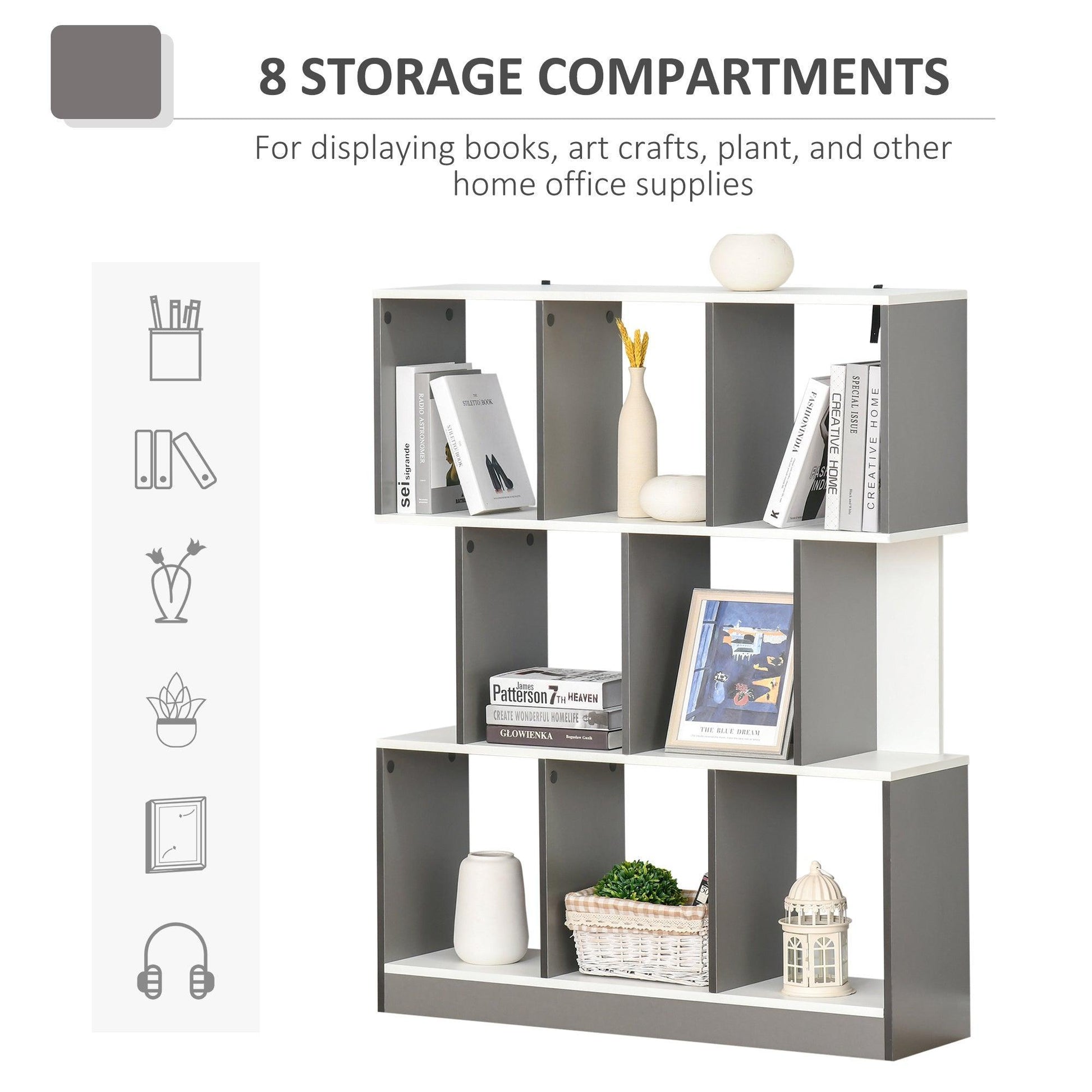 HOMCOM 3-Tier Bookshelf: Contemporary, Safe, Stylish. - ALL4U RETAILER LTD