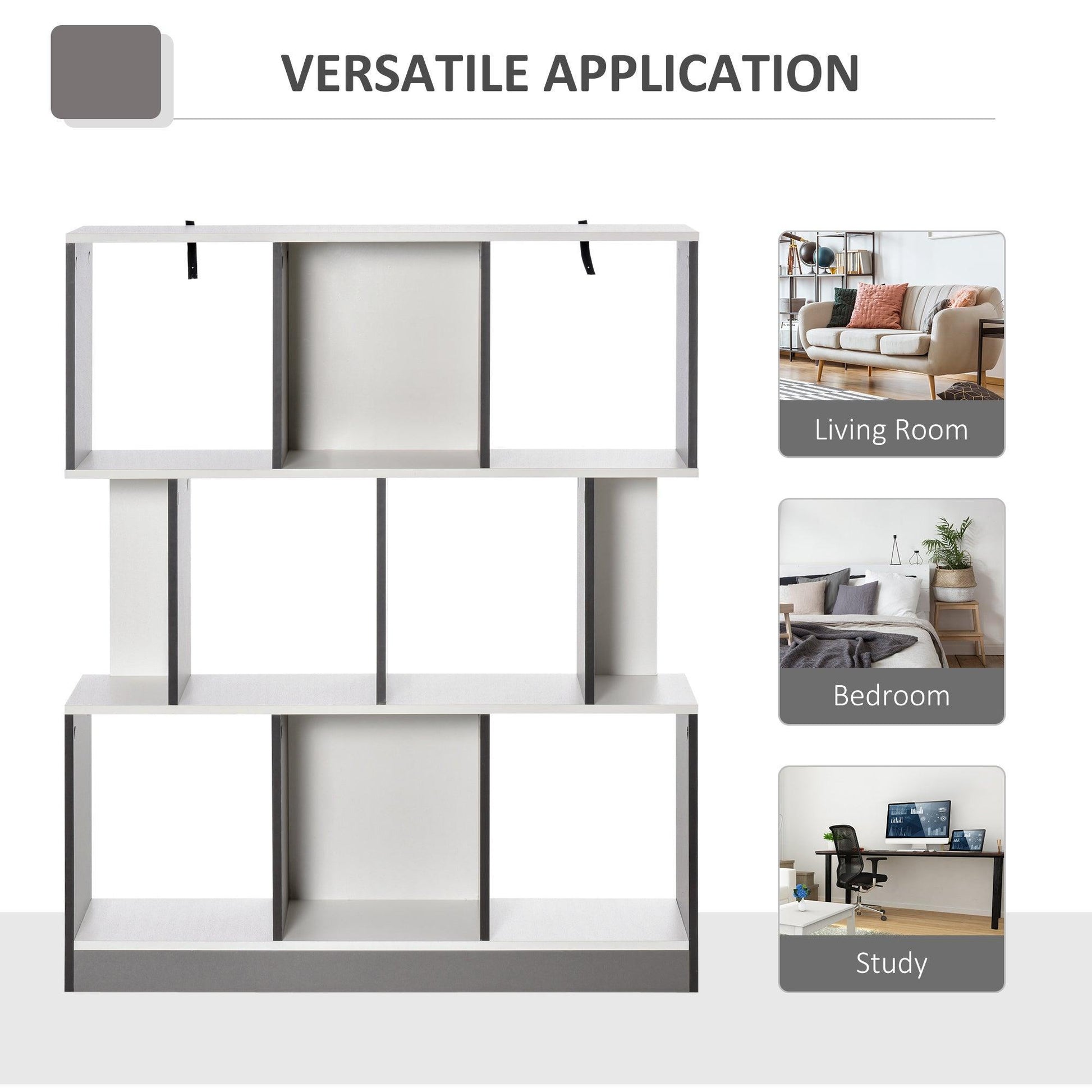 HOMCOM 3-Tier Bookshelf: Contemporary, Safe, Stylish. - ALL4U RETAILER LTD