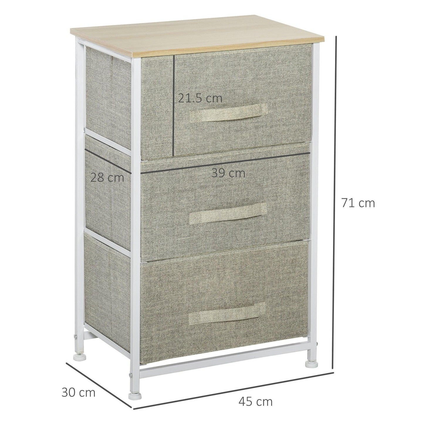 HOMCOM 3-Tier Linen Drawer Cabinet: Neat & Versatile Storage - ALL4U RETAILER LTD