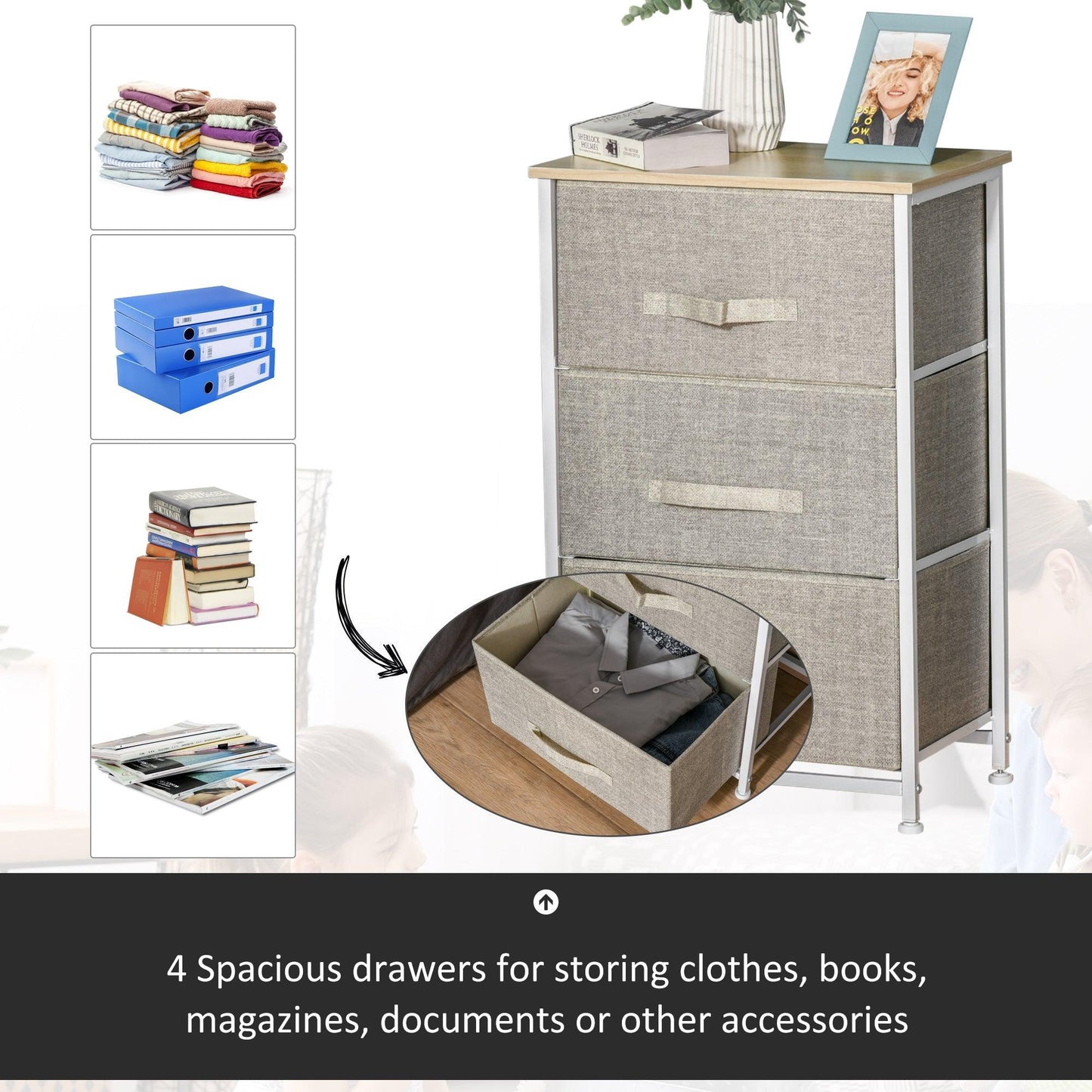 HOMCOM 3-Tier Linen Drawer Cabinet: Neat & Versatile Storage - ALL4U RETAILER LTD