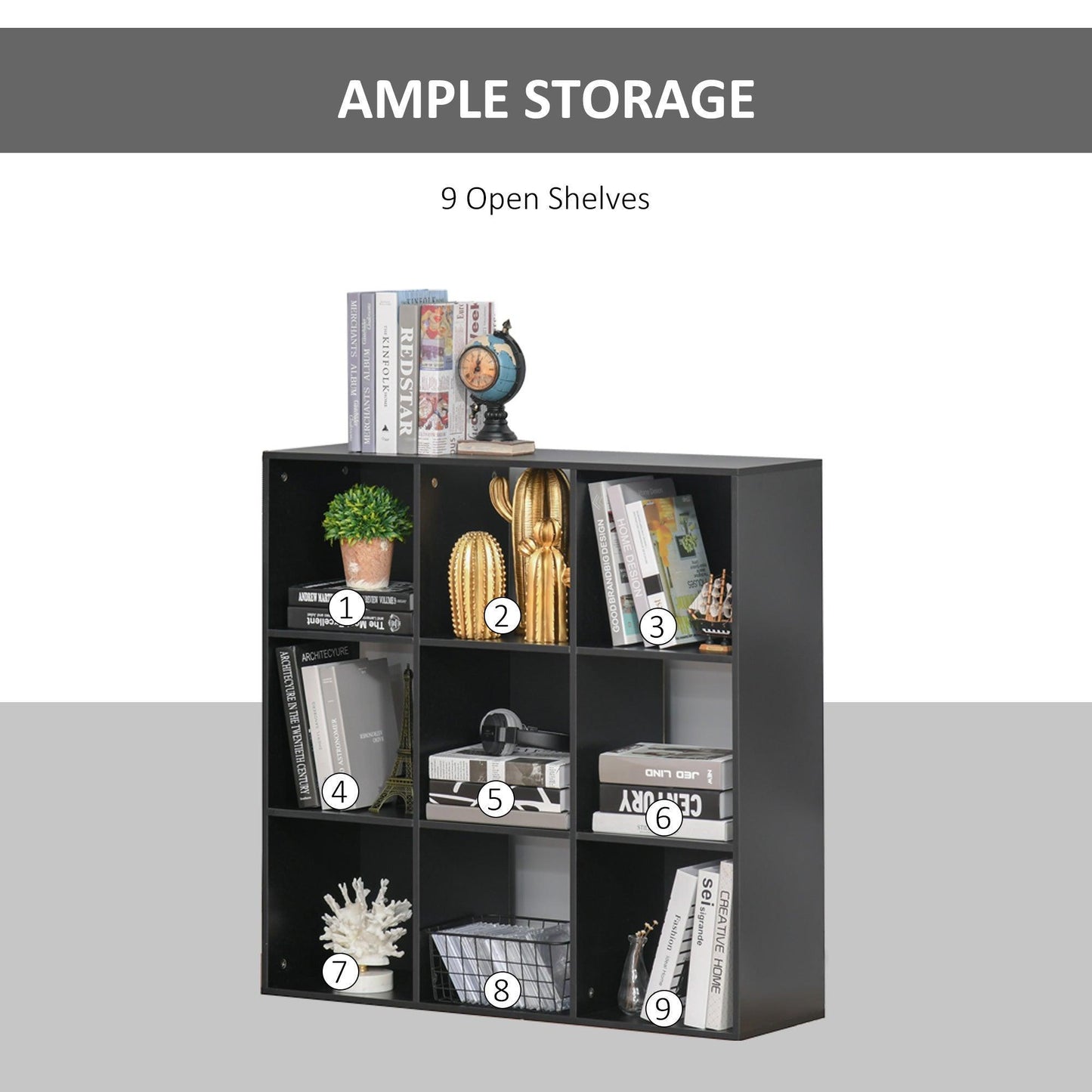 HOMCOM 3-Tier Storage Unit - Black Cube Organiser - ALL4U RETAILER LTD