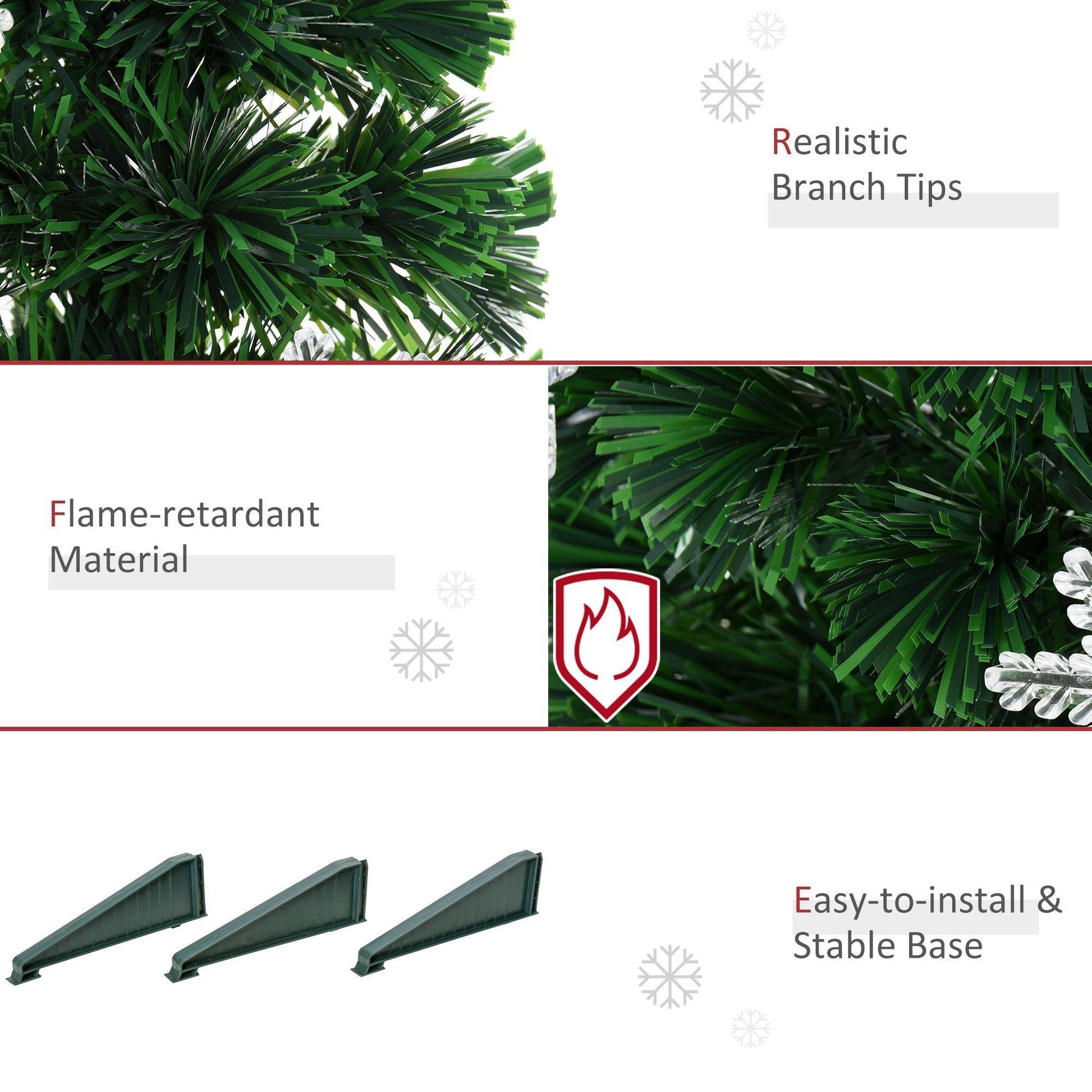 HOMCOM 3ft 90cm Green Fibre Optic Christmas Tree W/ Showflakes - ALL4U RETAILER LTD