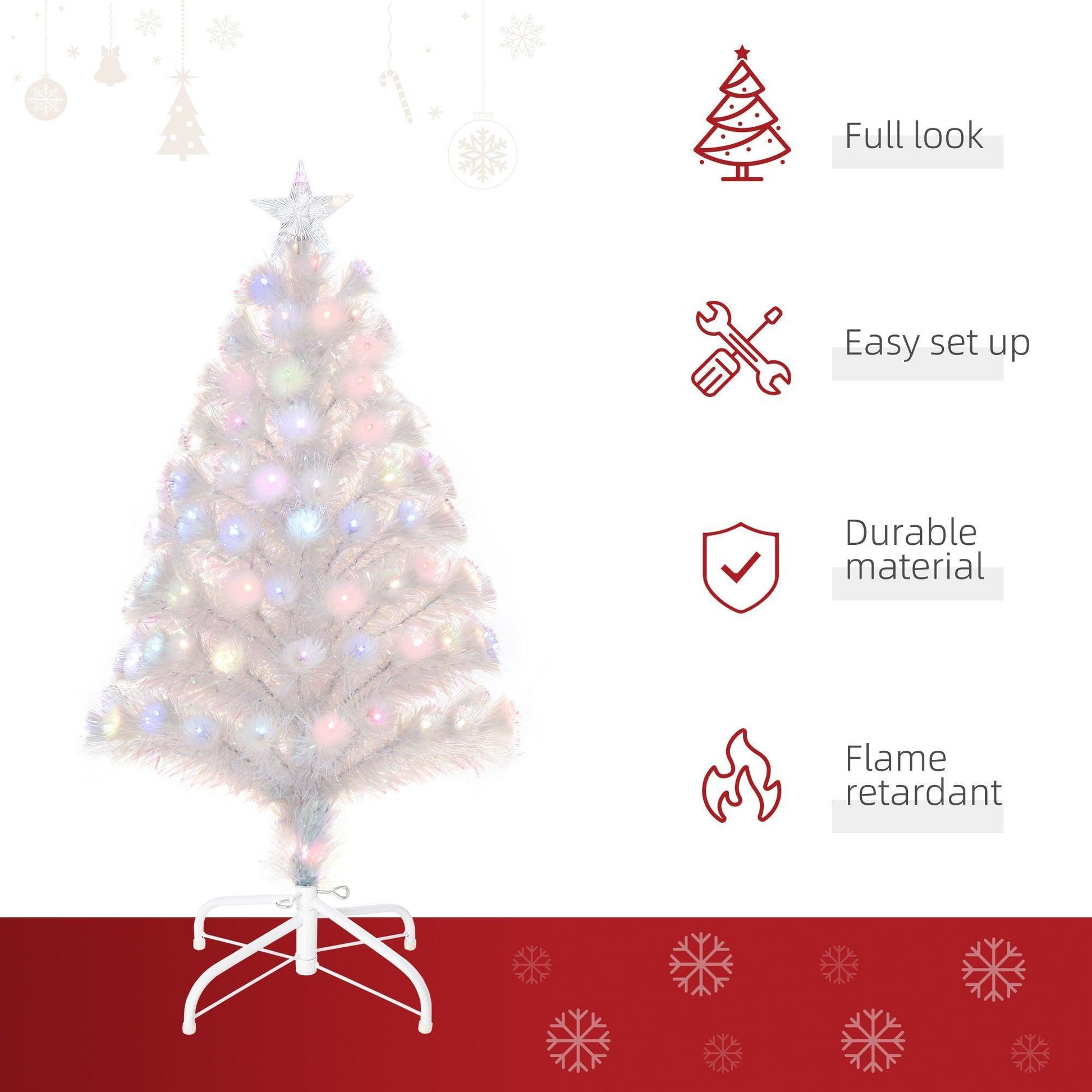 HOMCOM 3ft Fiber Optic Christmas Tree - ALL4U RETAILER LTD