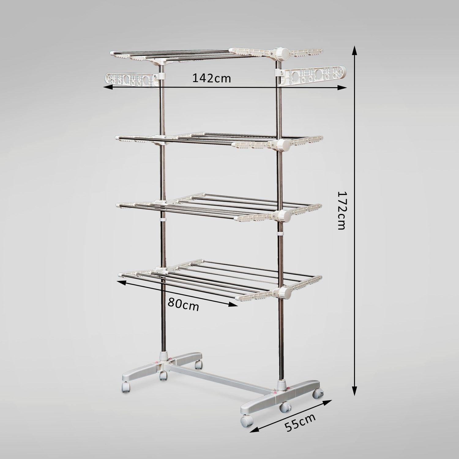 HOMCOM 4-Layer Folding Clothes Rail - ALL4U RETAILER LTD