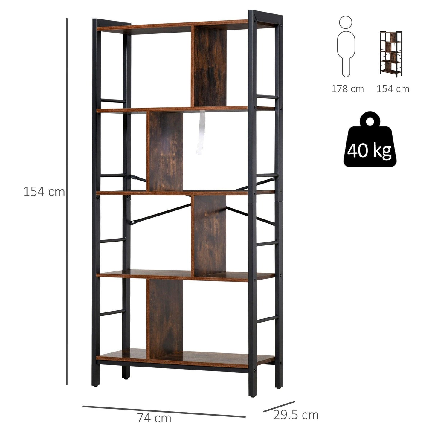 HOMCOM 4-Shelf Industrial Storage Rack - Stylish & Functional - ALL4U RETAILER LTD