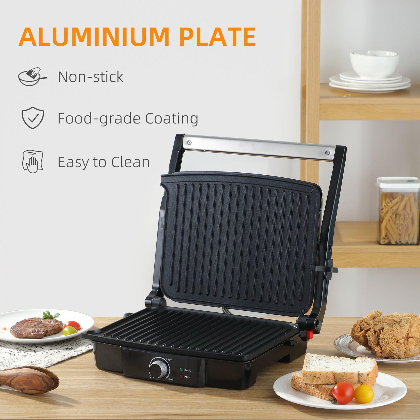 HOMCOM 4-Slice Health Grill - Non-stick, 2000W, Adjustable - ALL4U RETAILER LTD