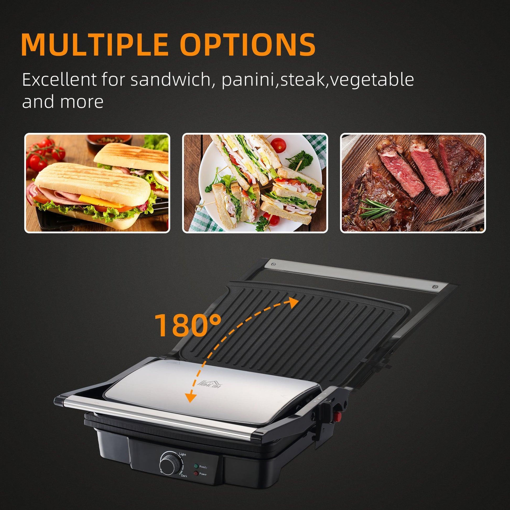 HOMCOM 4-Slice Health Grill - Non-stick, 2000W, Adjustable - ALL4U RETAILER LTD