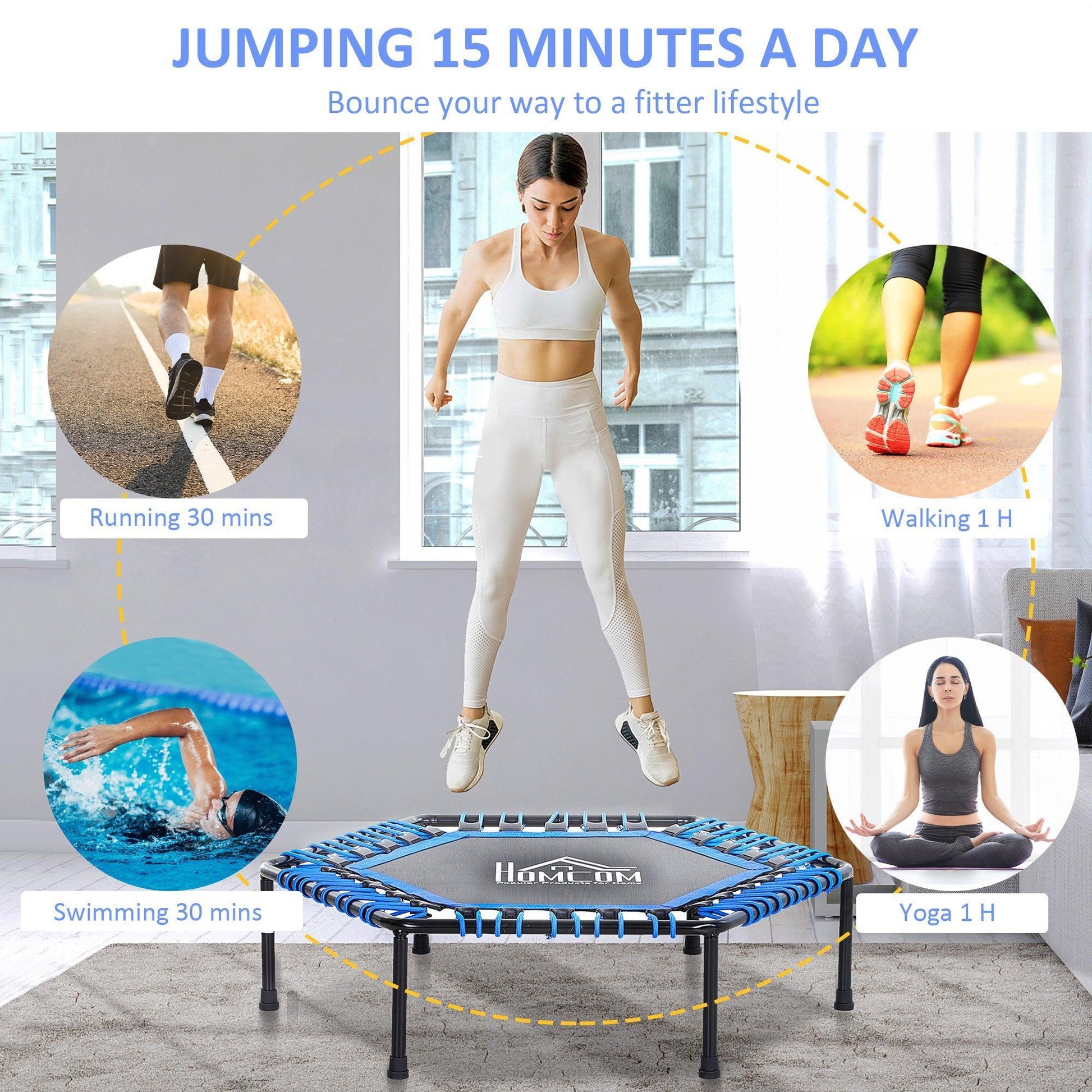 HOMCOM 40" Mini Trampoline - Compact & Sturdy - ALL4U RETAILER LTD