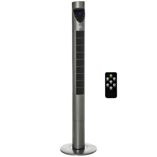 HOMCOM 46 Tower Fan with Remote - Grey - ALL4U RETAILER LTD