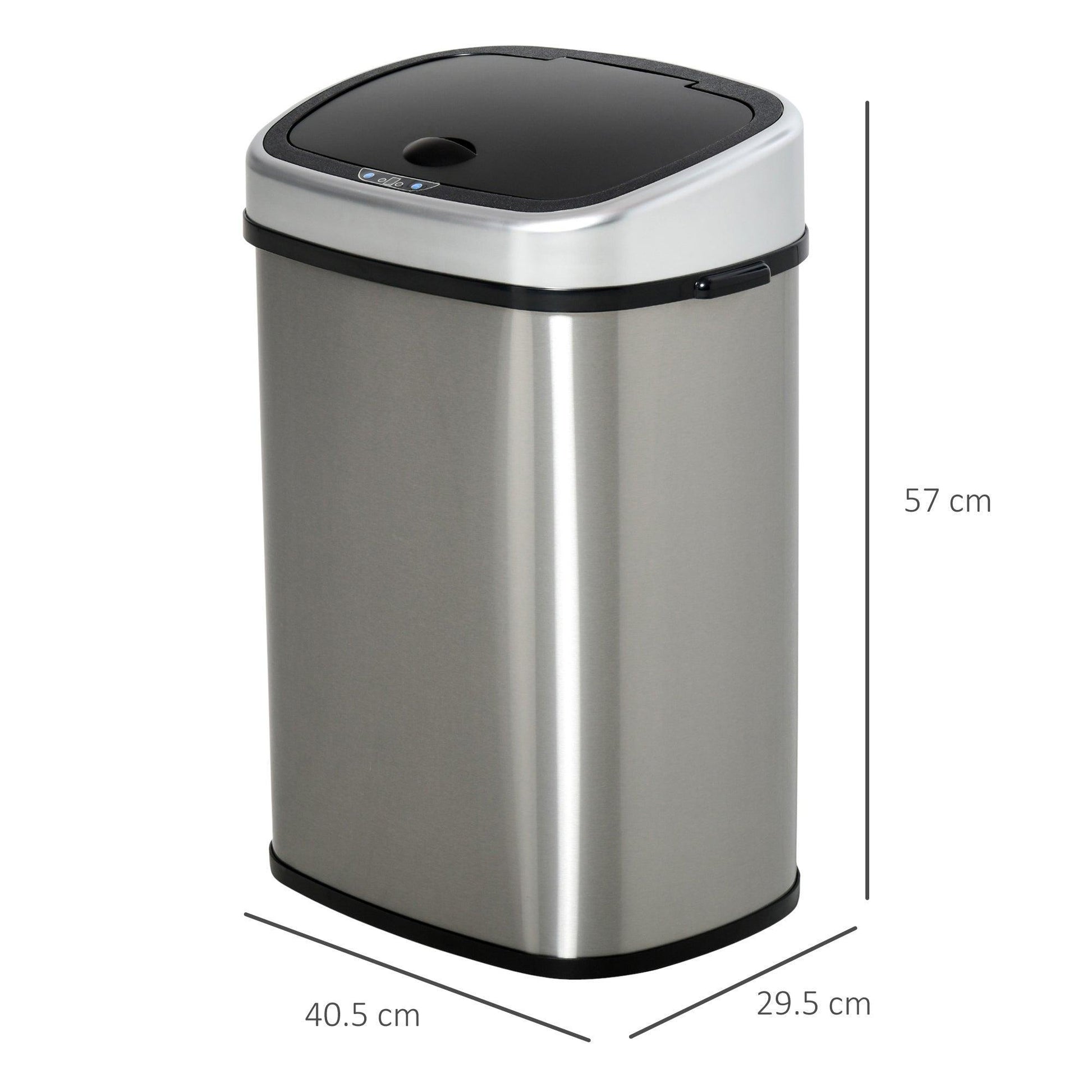 HOMCOM 48L Touchless Stainless Steel Waste Bin - ALL4U RETAILER LTD