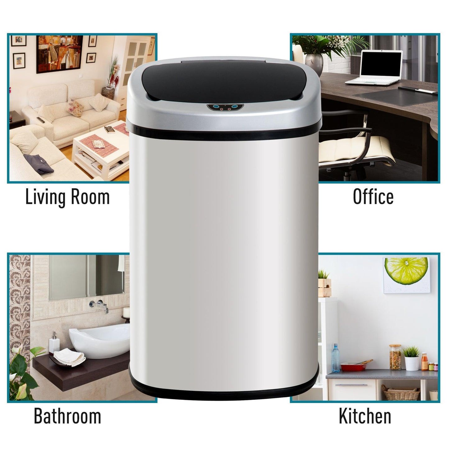 HOMCOM 48L Touchless Stainless Steel Waste Bin - ALL4U RETAILER LTD