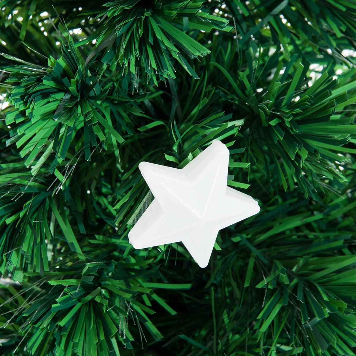 HOMCOM 4ft (120cm) Fiber Optic Christmas Tree with Stars - ALL4U RETAILER LTD