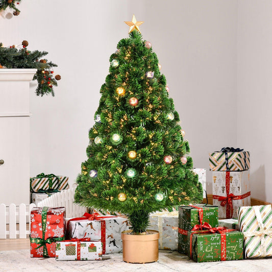 HOMCOM 4FT Fiber Optic Christmas Tree - Green - ALL4U RETAILER LTD