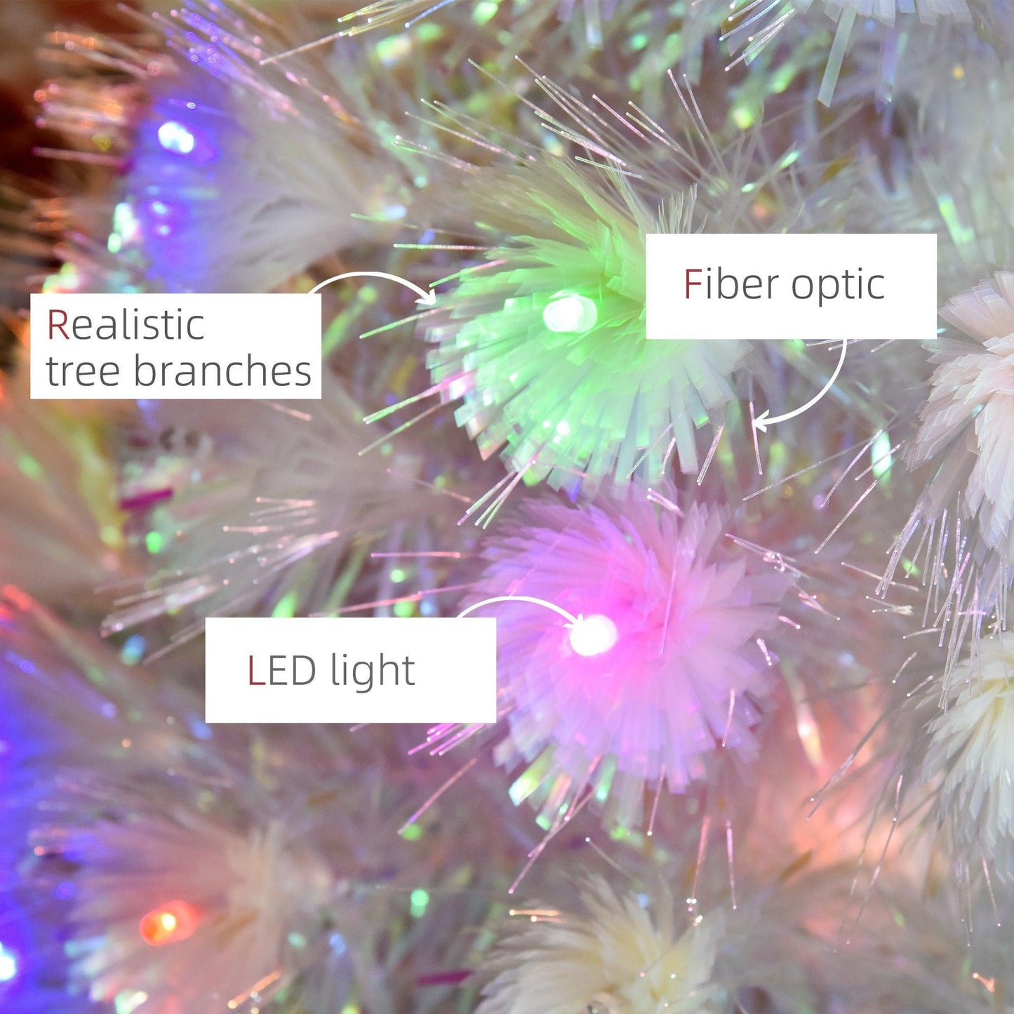 HOMCOM 4ft Fiber Optic Pre-Lit Christmas Tree - White - ALL4U RETAILER LTD