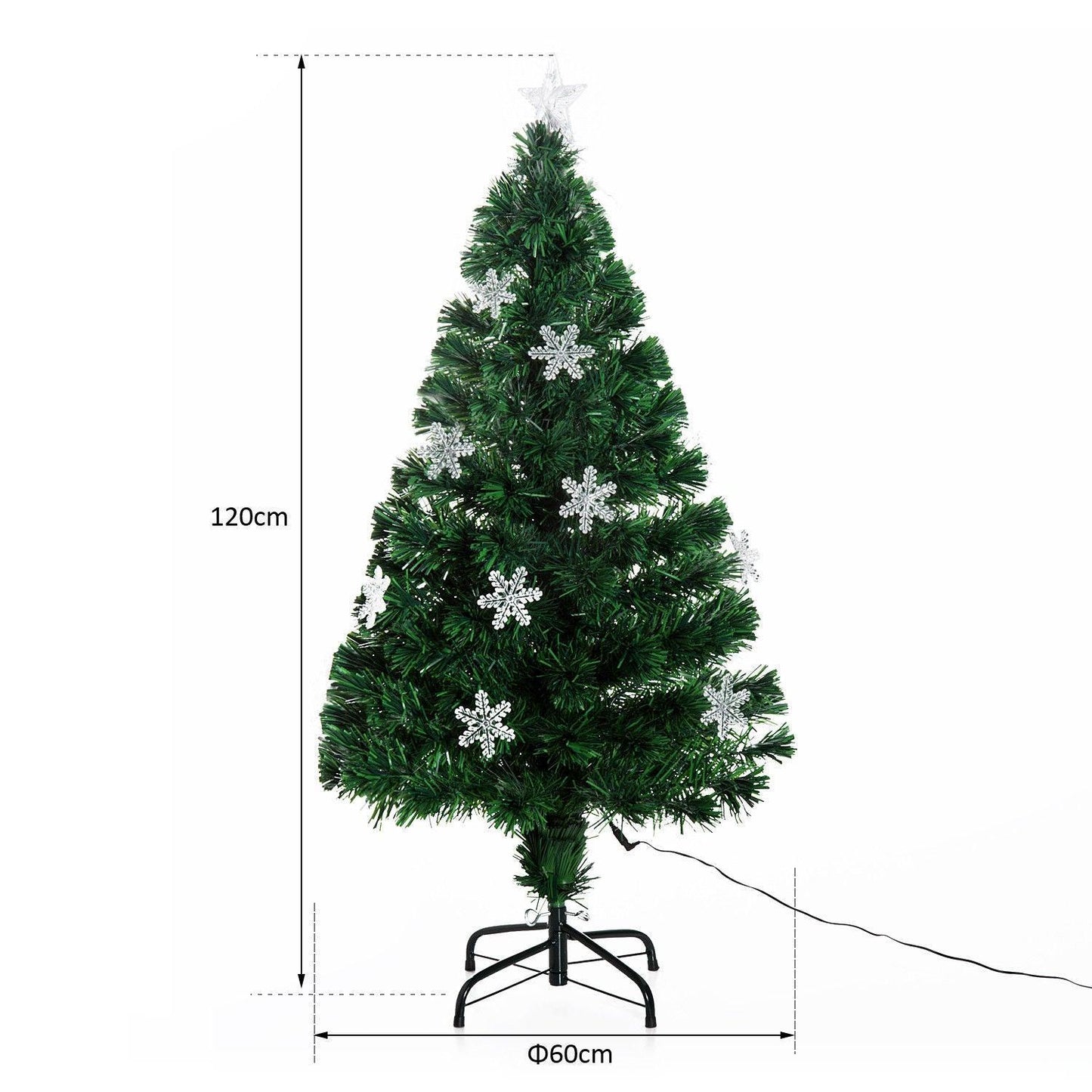 HOMCOM 4ft Green Christmas Tree with Showflakes Lights - ALL4U RETAILER LTD