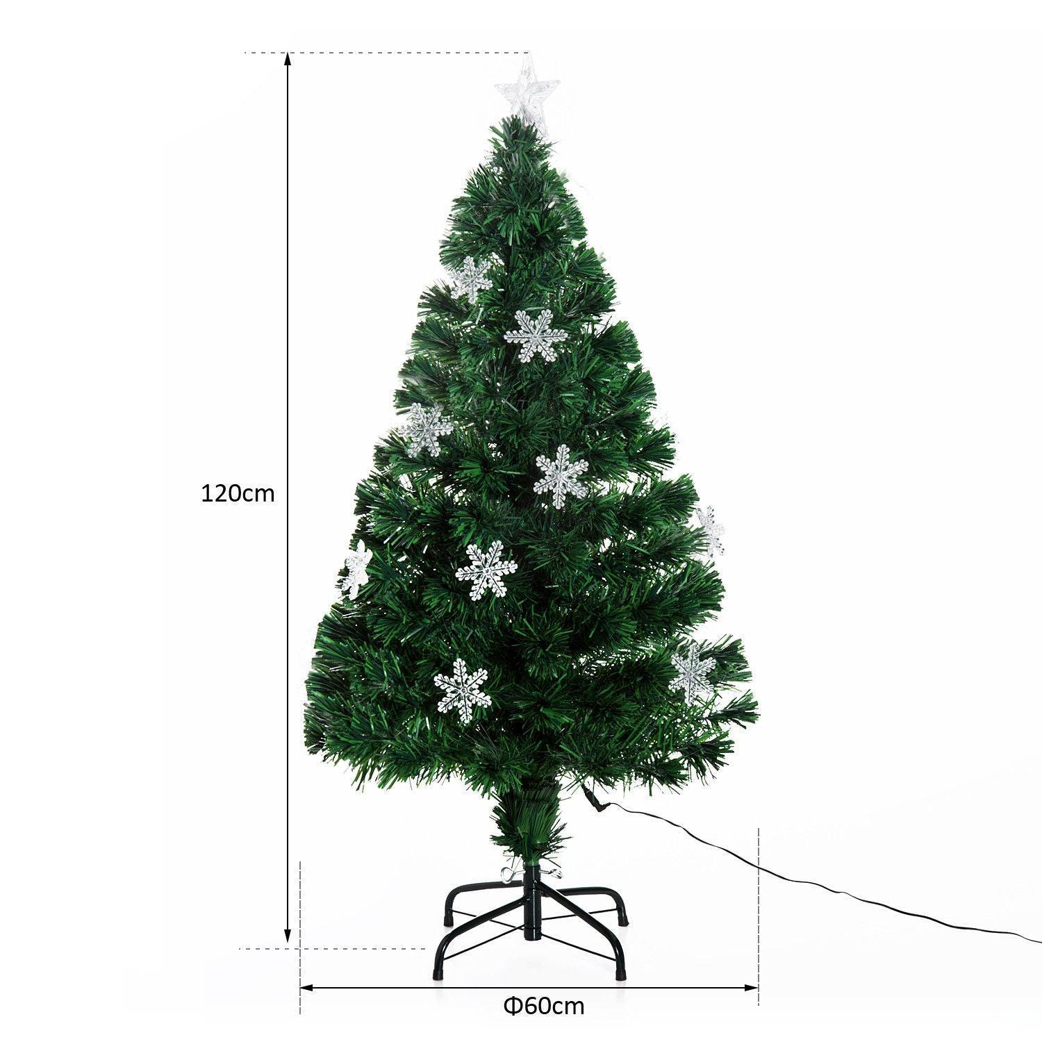 HOMCOM 4ft Green Christmas Tree with Showflakes Lights - ALL4U RETAILER LTD