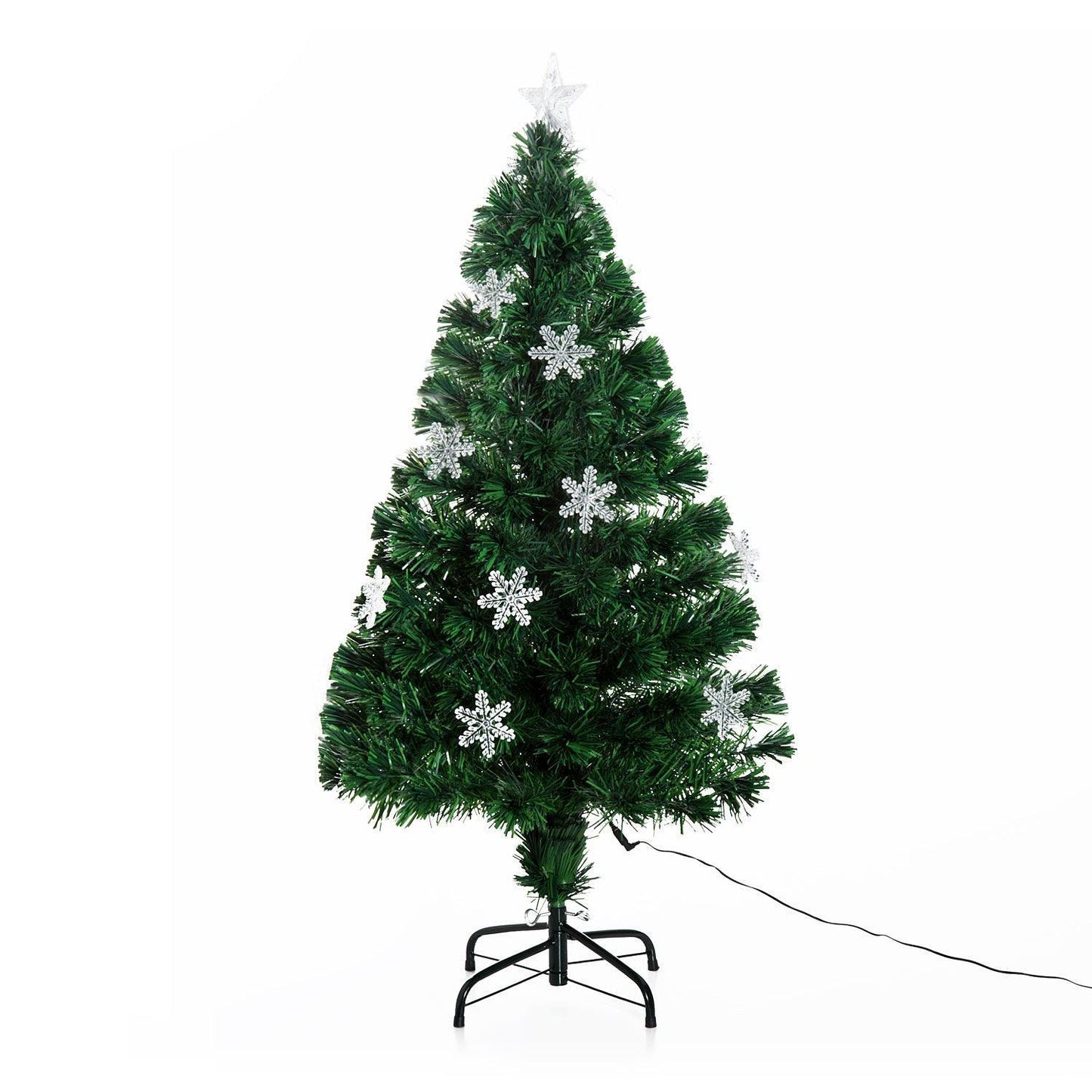 HOMCOM 4ft Green Christmas Tree with Showflakes Lights - ALL4U RETAILER LTD