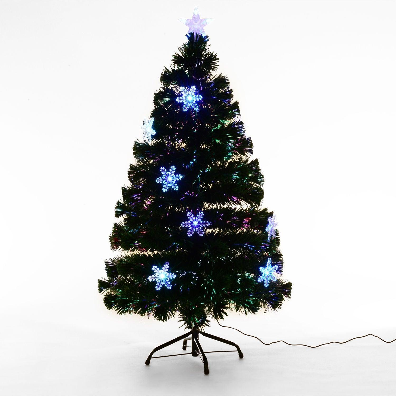 HOMCOM 4ft Green Christmas Tree with Showflakes Lights - ALL4U RETAILER LTD