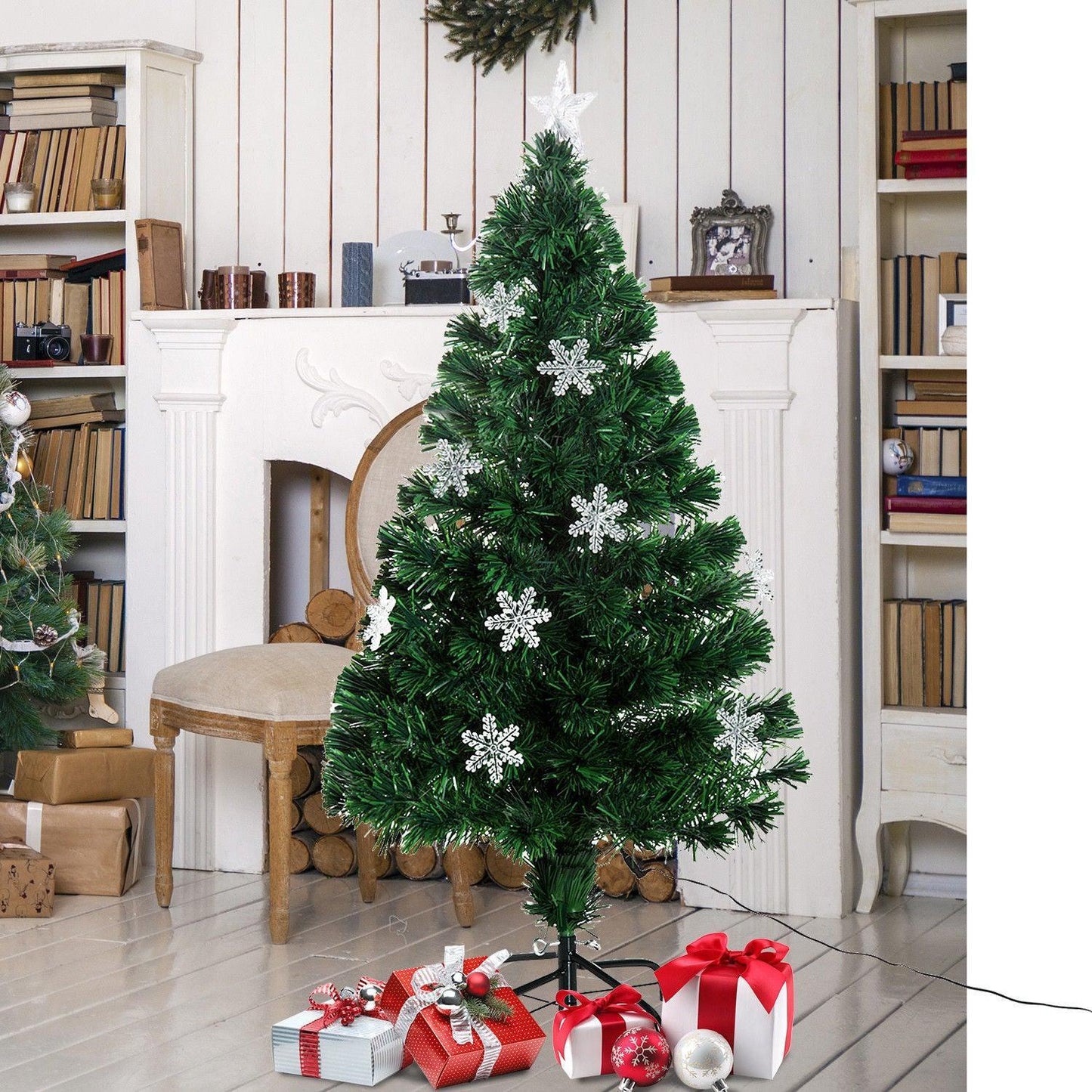 HOMCOM 4ft Green Christmas Tree with Showflakes Lights - ALL4U RETAILER LTD