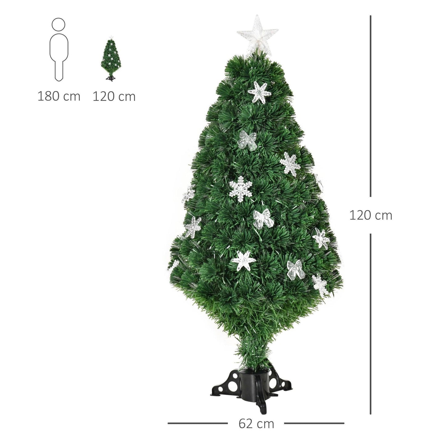 HOMCOM 4FT Pre-Lit Fiber Optic Christmas Tree - ALL4U RETAILER LTD