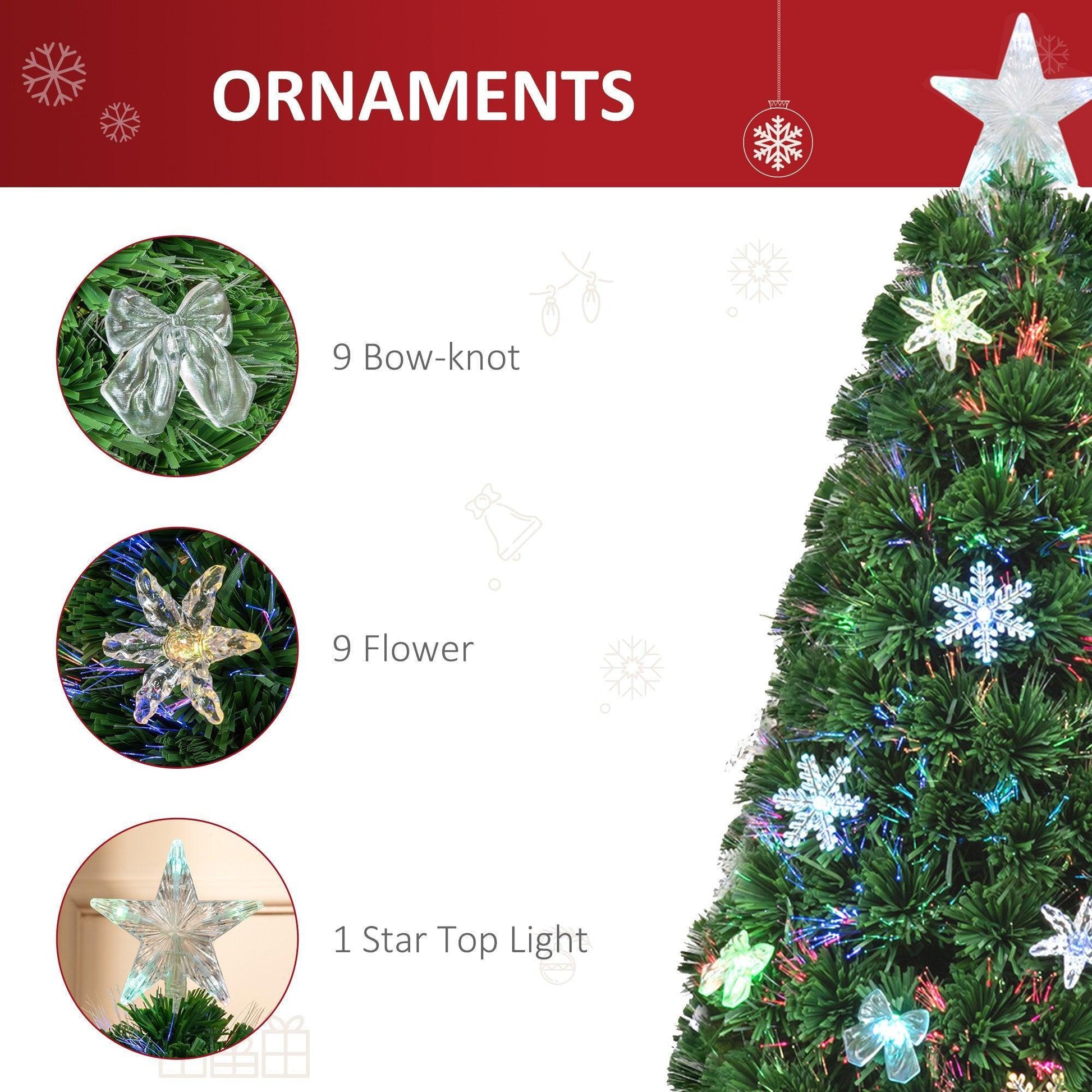 HOMCOM 4FT Pre-Lit Fiber Optic Christmas Tree - ALL4U RETAILER LTD