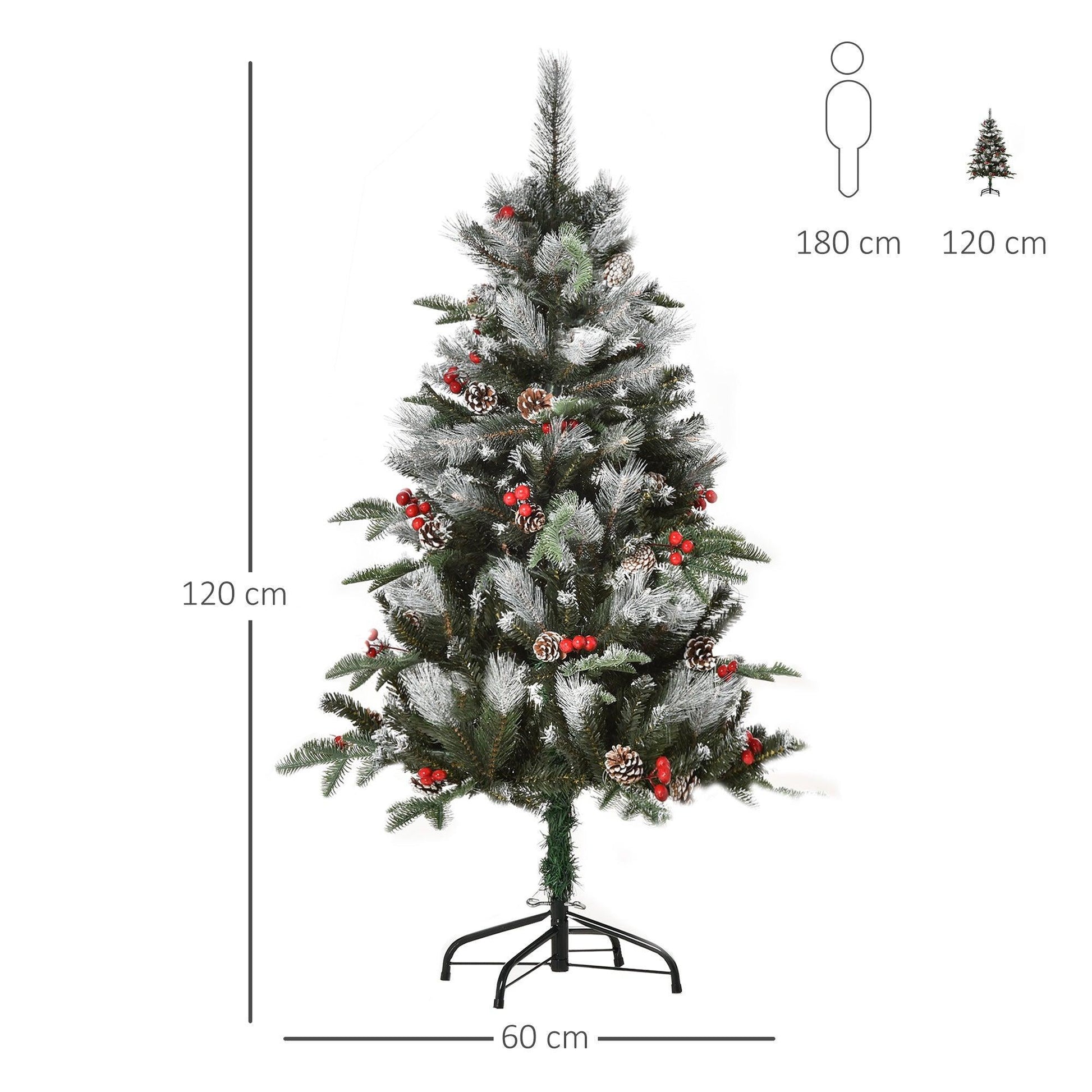HOMCOM 4FT Snow Dipped Xmas Pencil Tree - Festive Holiday Decoration - ALL4U RETAILER LTD