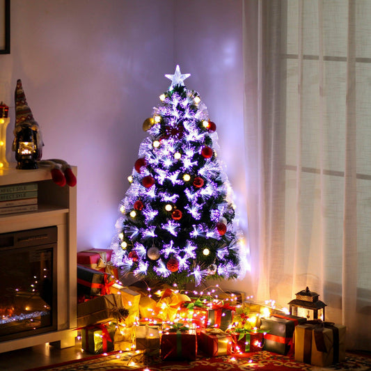 HOMCOM 4ft White Pre-Lit Christmas Tree with Star Topper - ALL4U RETAILER LTD