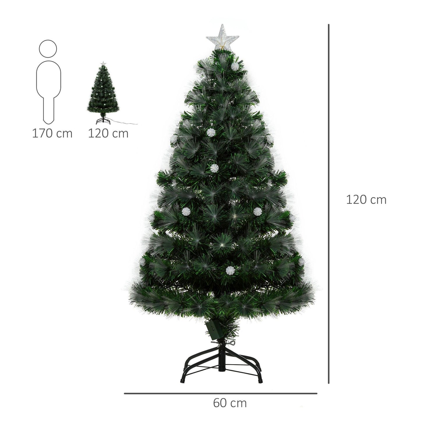 HOMCOM 4ft White Pre-Lit Christmas Tree with Star Topper - ALL4U RETAILER LTD