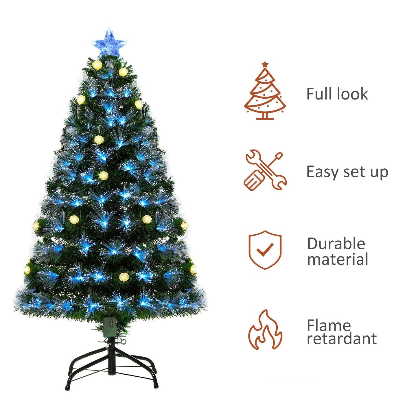 HOMCOM 4ft White Pre-Lit Christmas Tree with Star Topper - ALL4U RETAILER LTD