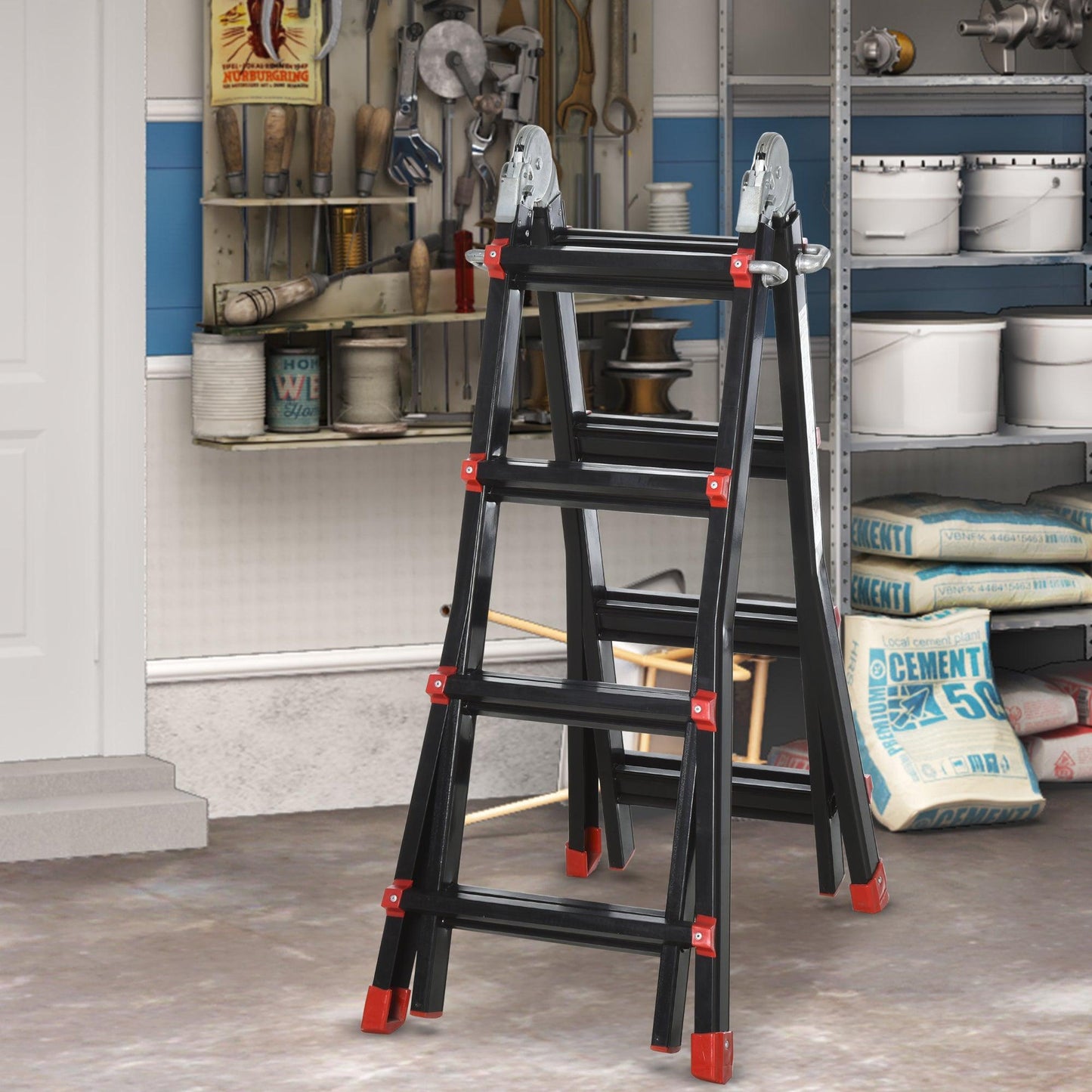 HOMCOM 4M Aluminum Telescopic Ladder - ALL4U RETAILER LTD