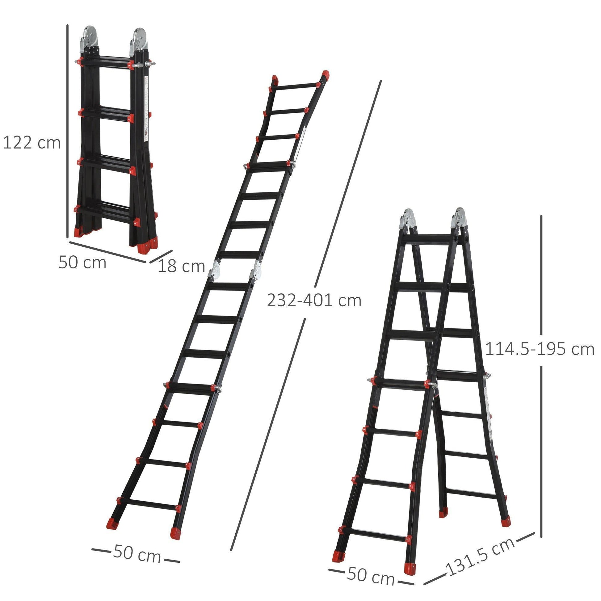 HOMCOM 4M Aluminum Telescopic Ladder - ALL4U RETAILER LTD