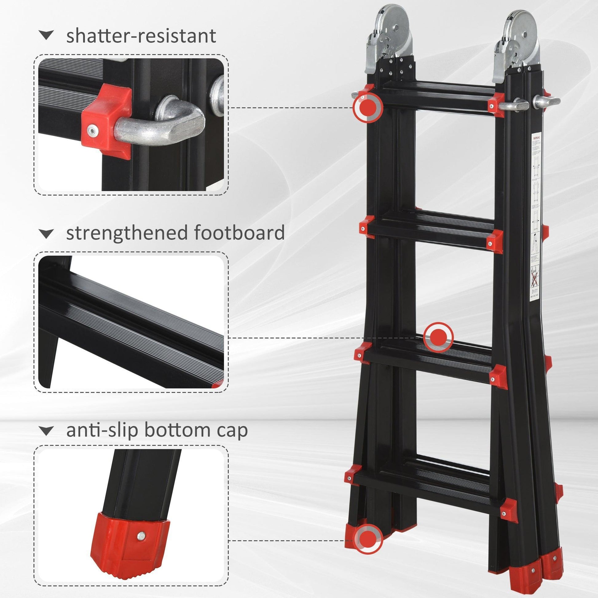 HOMCOM 4M Aluminum Telescopic Ladder - ALL4U RETAILER LTD