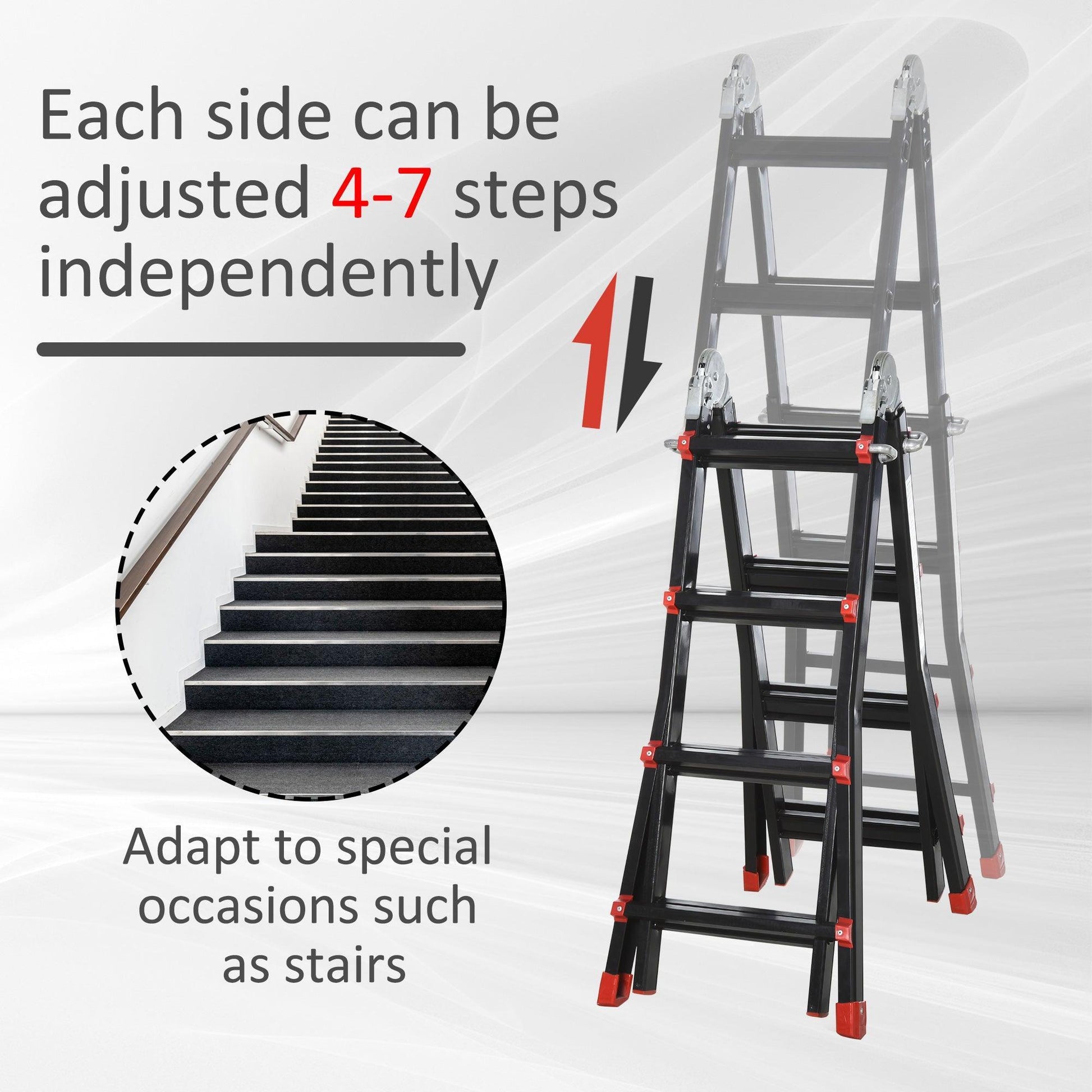 HOMCOM 4M Aluminum Telescopic Ladder - ALL4U RETAILER LTD