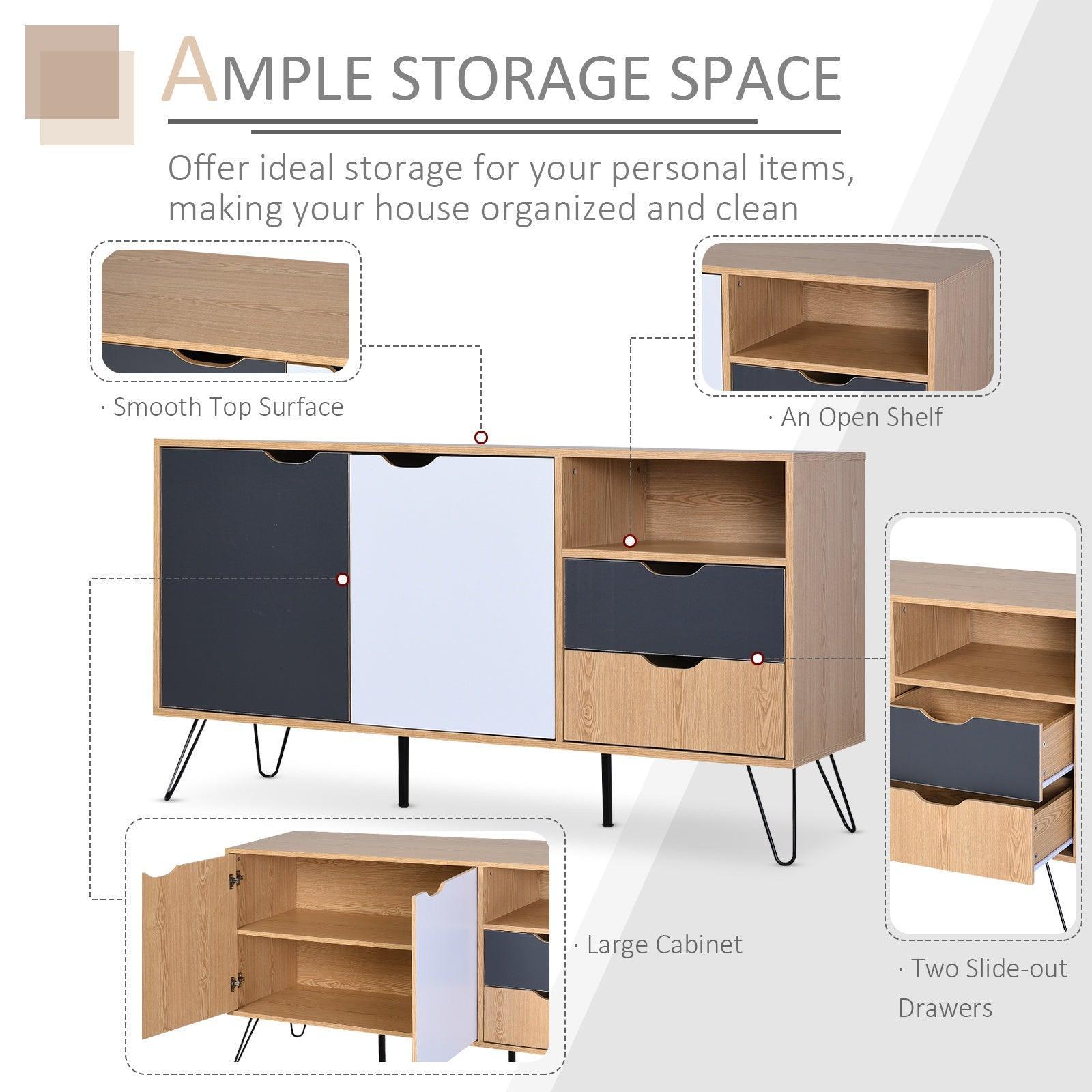 HOMCOM 5-Compartment Raised Storage Unit: Modern Black/White - ALL4U RETAILER LTD