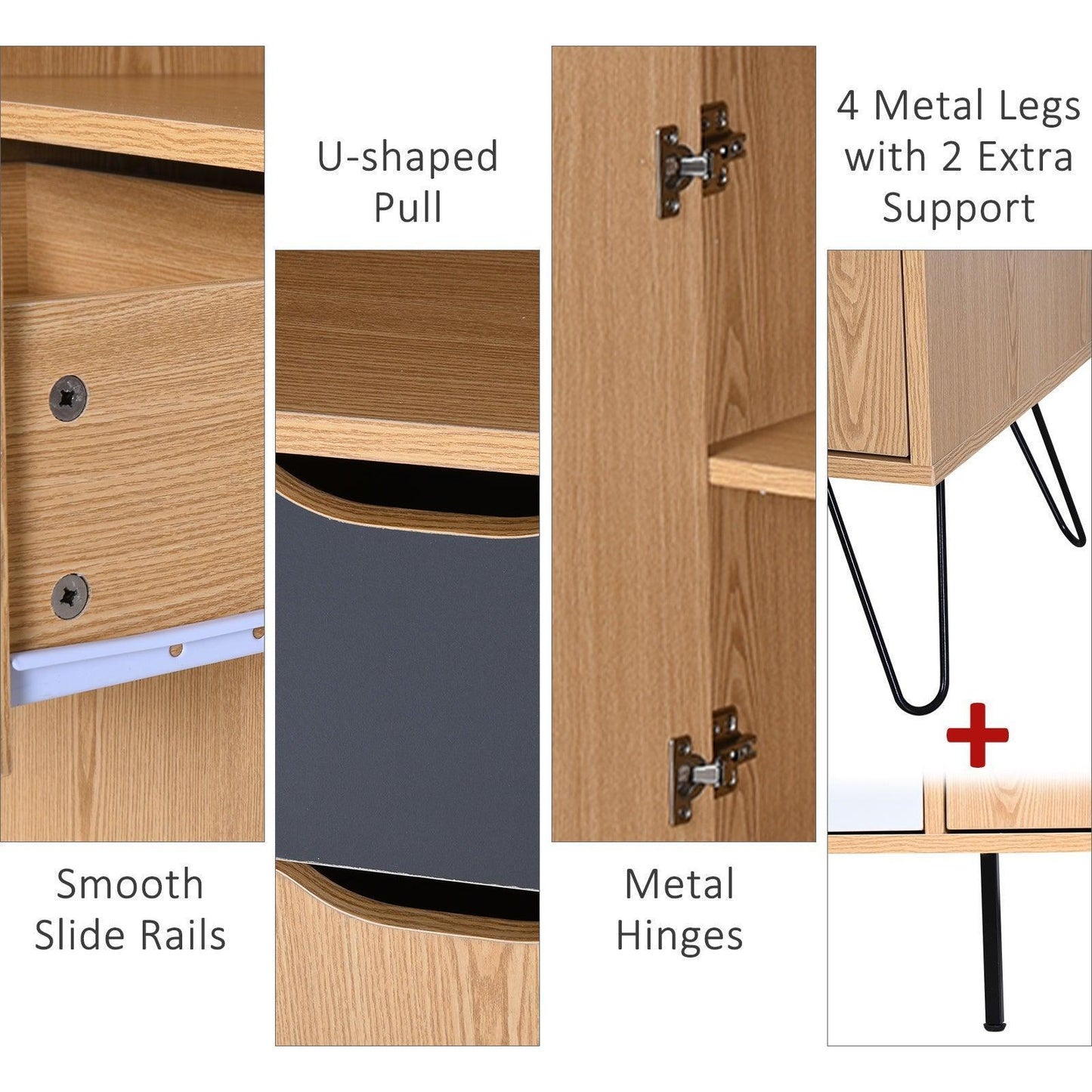 HOMCOM 5-Compartment Raised Storage Unit: Modern Black/White - ALL4U RETAILER LTD