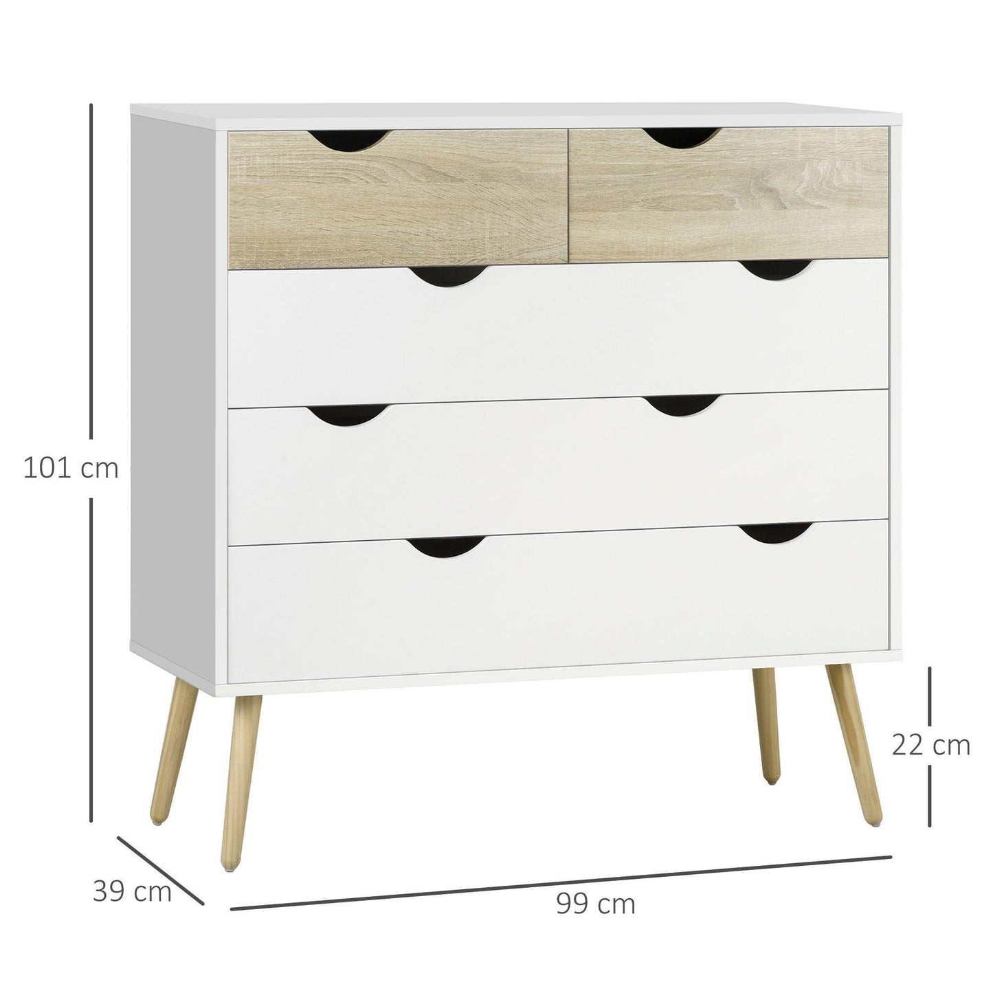 HOMCOM 5-Drawer Dresser: Organise & Store - ALL4U RETAILER LTD