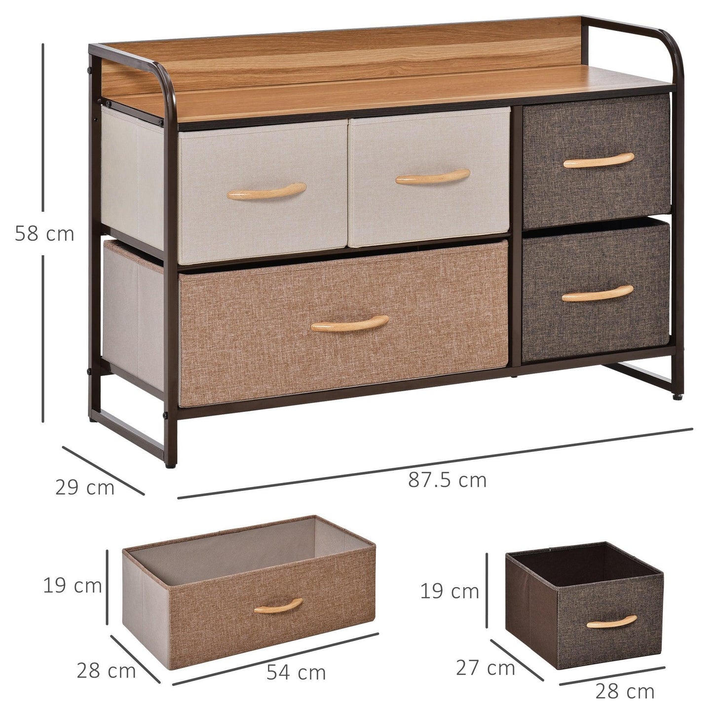 HOMCOM 5-Drawer Dresser: Stylish Storage Solution - ALL4U RETAILER LTD