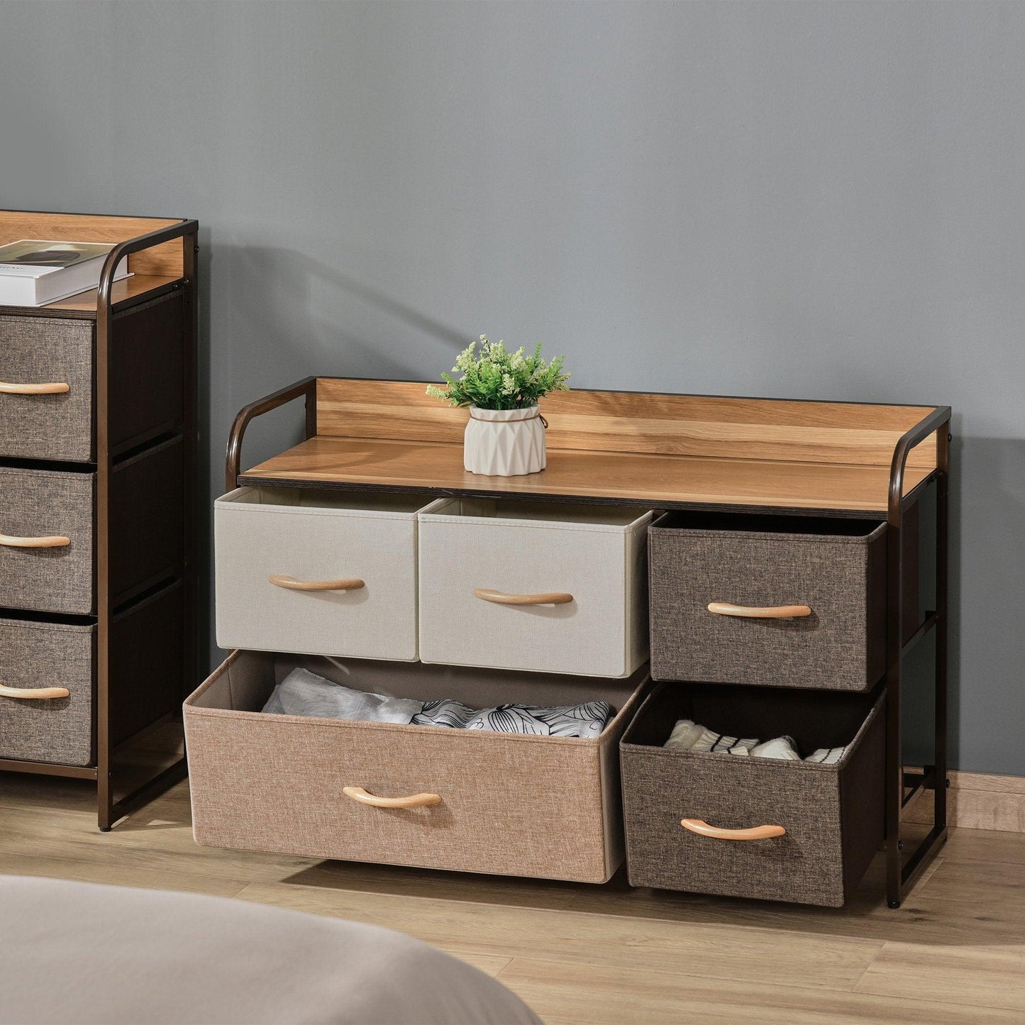 HOMCOM 5-Drawer Dresser: Stylish Storage Solution - ALL4U RETAILER LTD