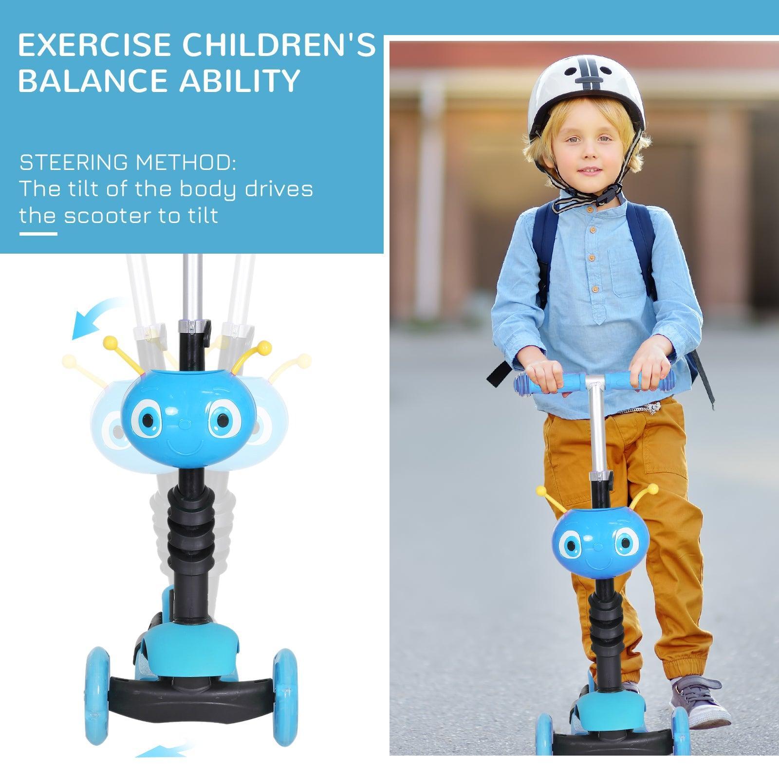 HOMCOM 5-in-1 Toddler Mini Kick Scooter - Blue - ALL4U RETAILER LTD