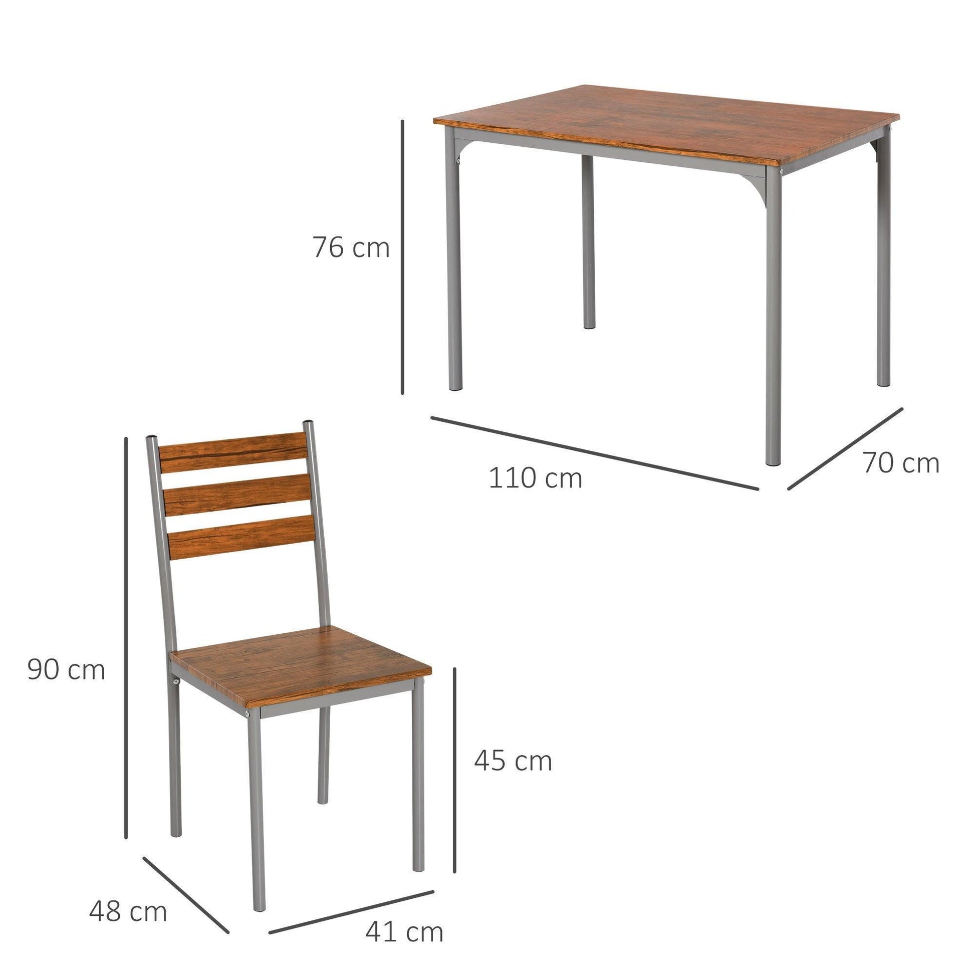 HOMCOM 5-Piece Brown Dining Set: Table & 4 Chairs - ALL4U RETAILER LTD