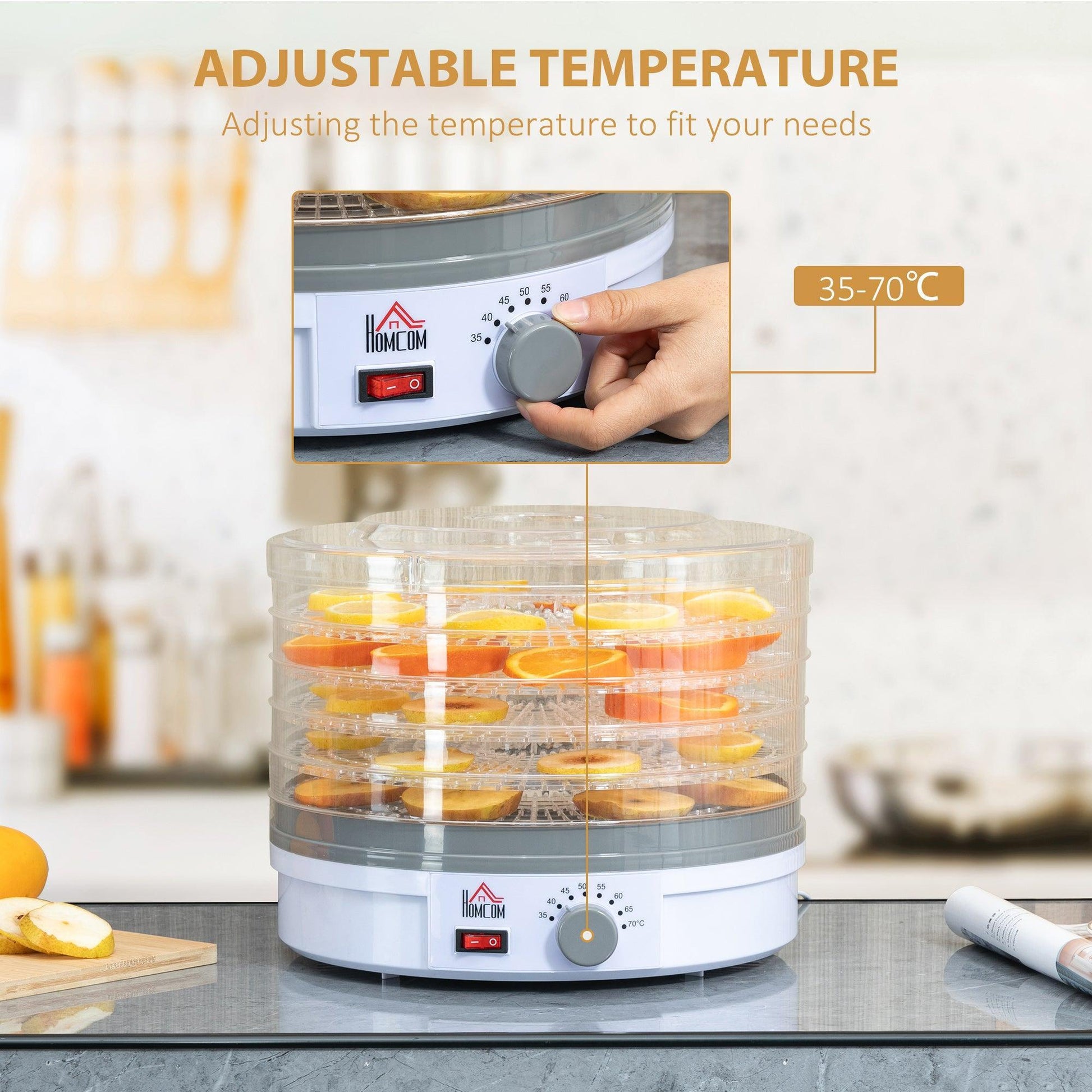 HOMCOM 5-Tier Food Dehydrator: Efficient Fruit, Meat & Veg Dryer - ALL4U RETAILER LTD