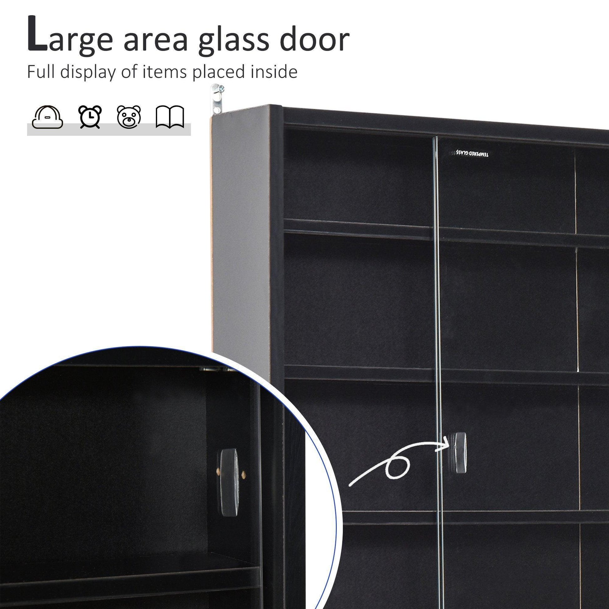 HOMCOM 5-Tier Glass Door Display Cabinet - Sleek Black - ALL4U RETAILER LTD