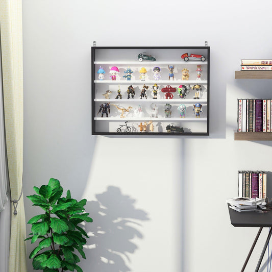 HOMCOM 5-Tier Glass Door Wall Shelf: Sturdy & Stylish Storage Solution - ALL4U RETAILER LTD
