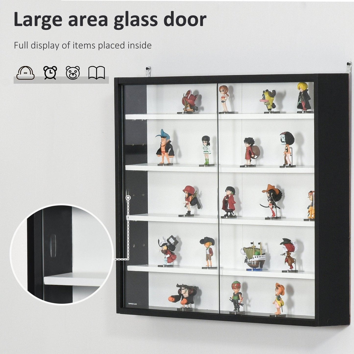 HOMCOM 5-Tier Glass Door Wall Shelf: Sturdy & Stylish Storage Solution - ALL4U RETAILER LTD