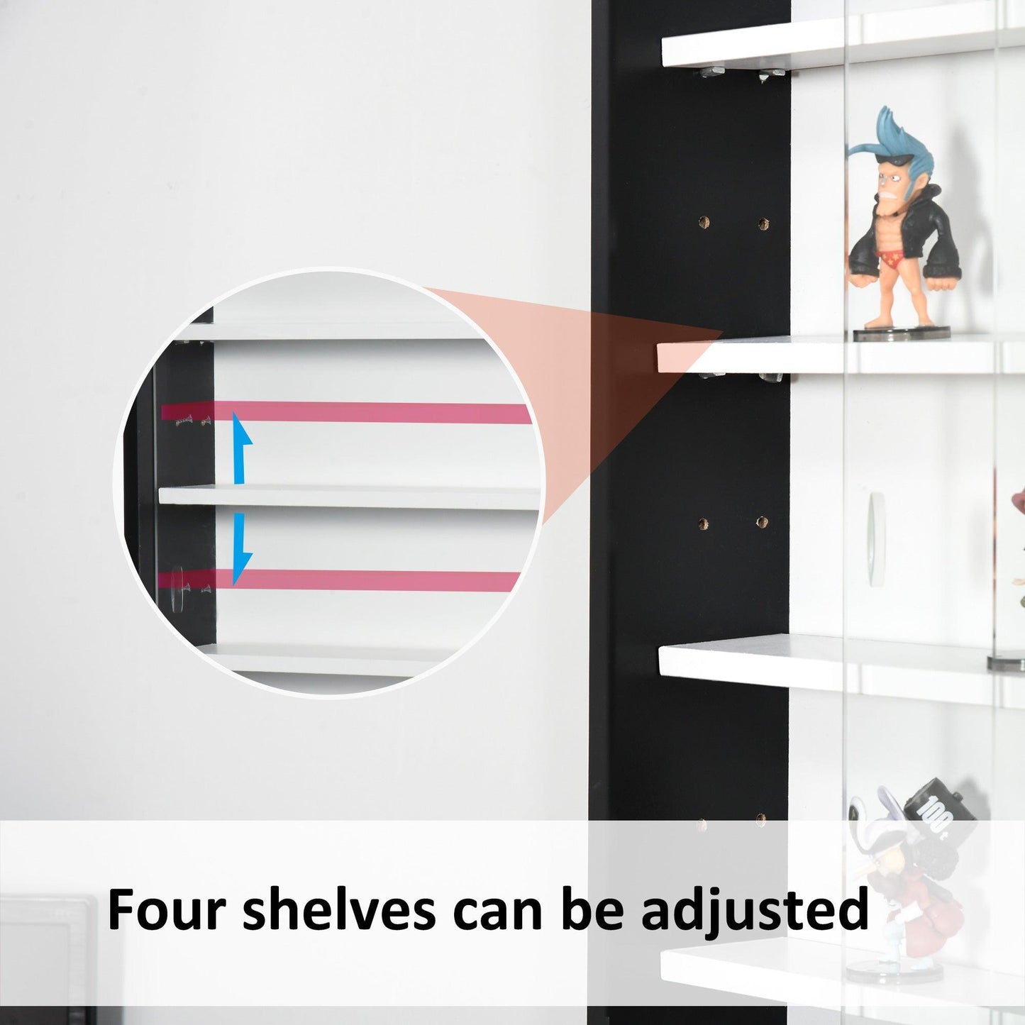 HOMCOM 5-Tier Glass Door Wall Shelf: Sturdy & Stylish Storage Solution - ALL4U RETAILER LTD