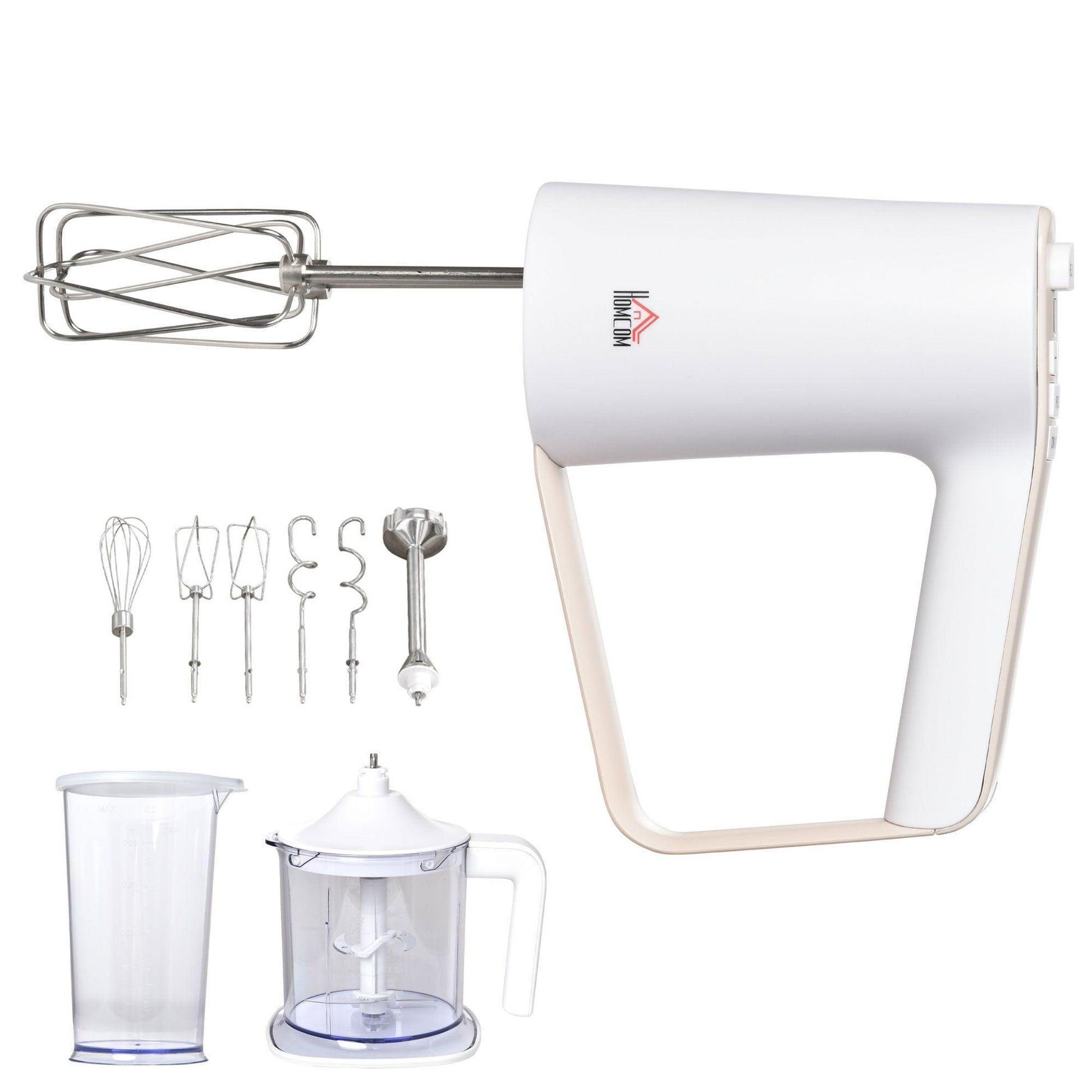 HOMCOM 500W Hand Mixer with 5 Speeds - White - ALL4U RETAILER LTD