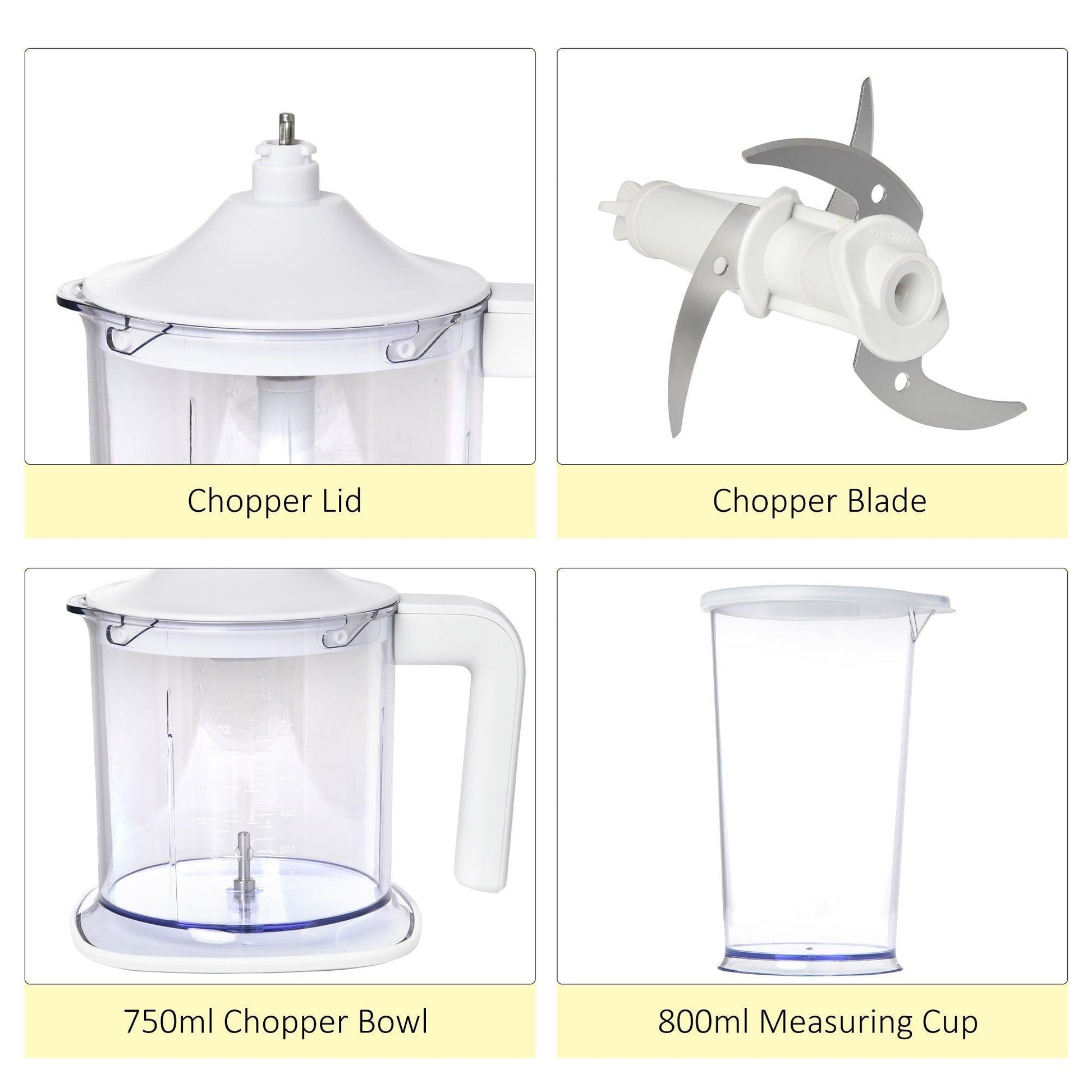 HOMCOM 500W Hand Mixer with 5 Speeds - White - ALL4U RETAILER LTD