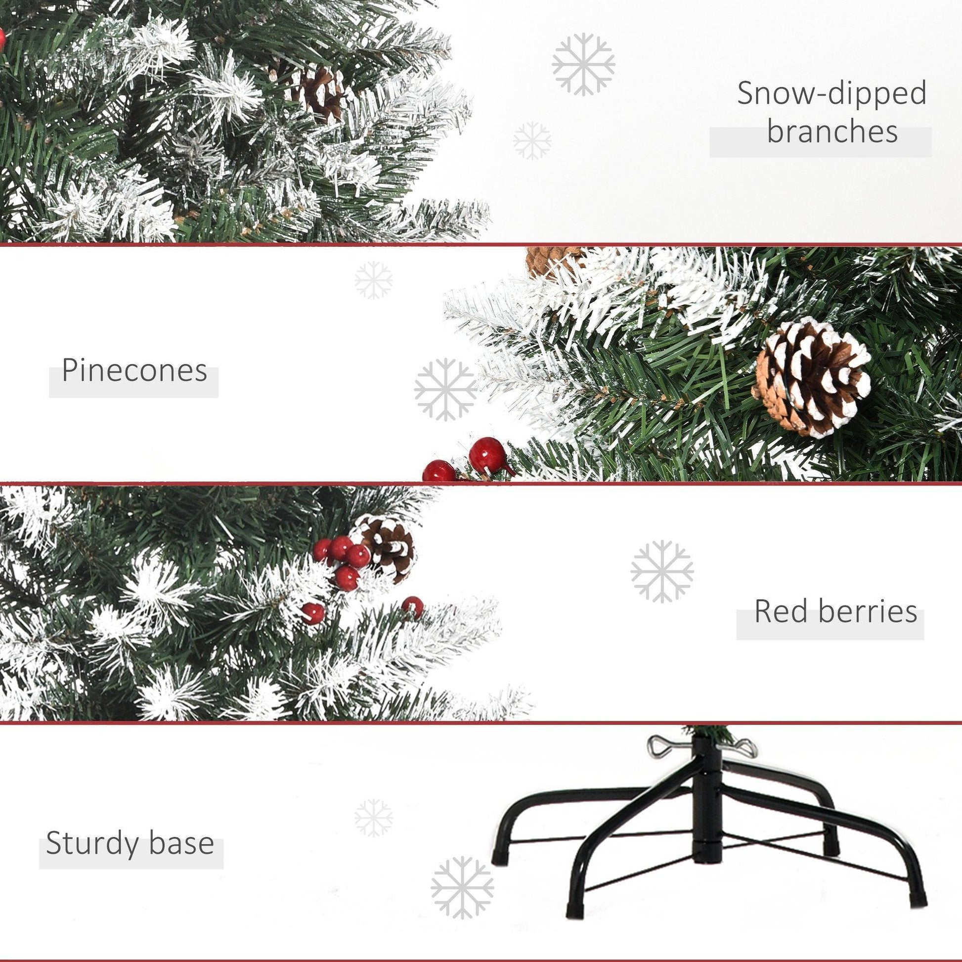 HOMCOM 5FT Christmas Tree with Red Berries - Festive Indoor Decor - ALL4U RETAILER LTD