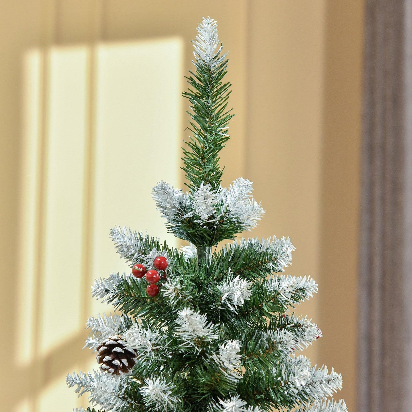 HOMCOM 5FT Christmas Tree with Red Berries - Festive Indoor Decor - ALL4U RETAILER LTD